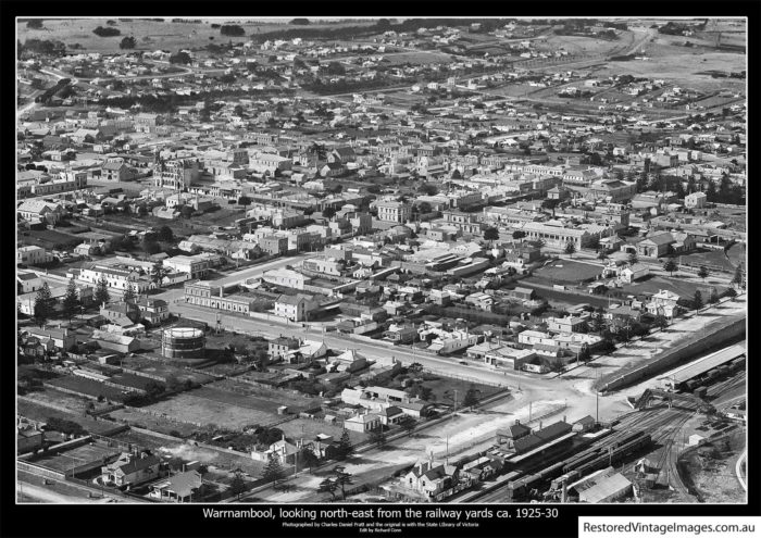 Warrnambool from Railway yards 1925-30 - Restored Vintage Images