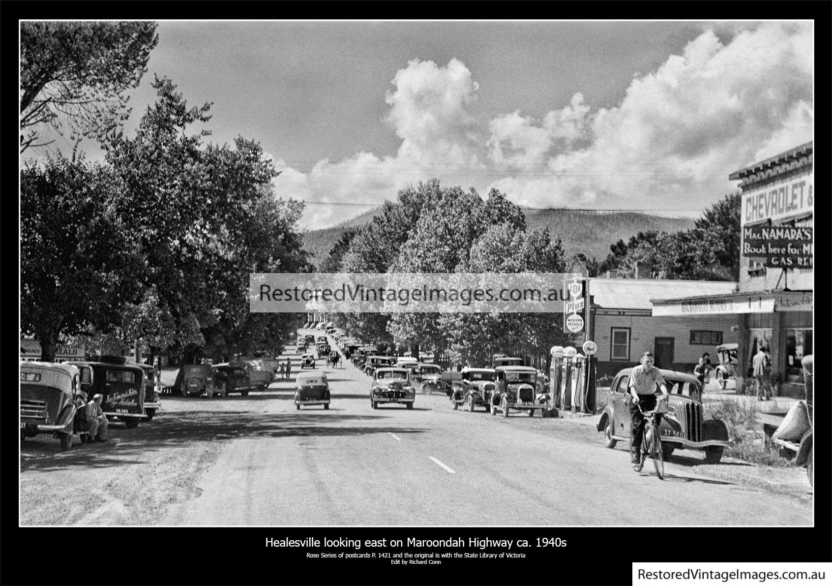 Healesville Looking East On Main Street 1940s