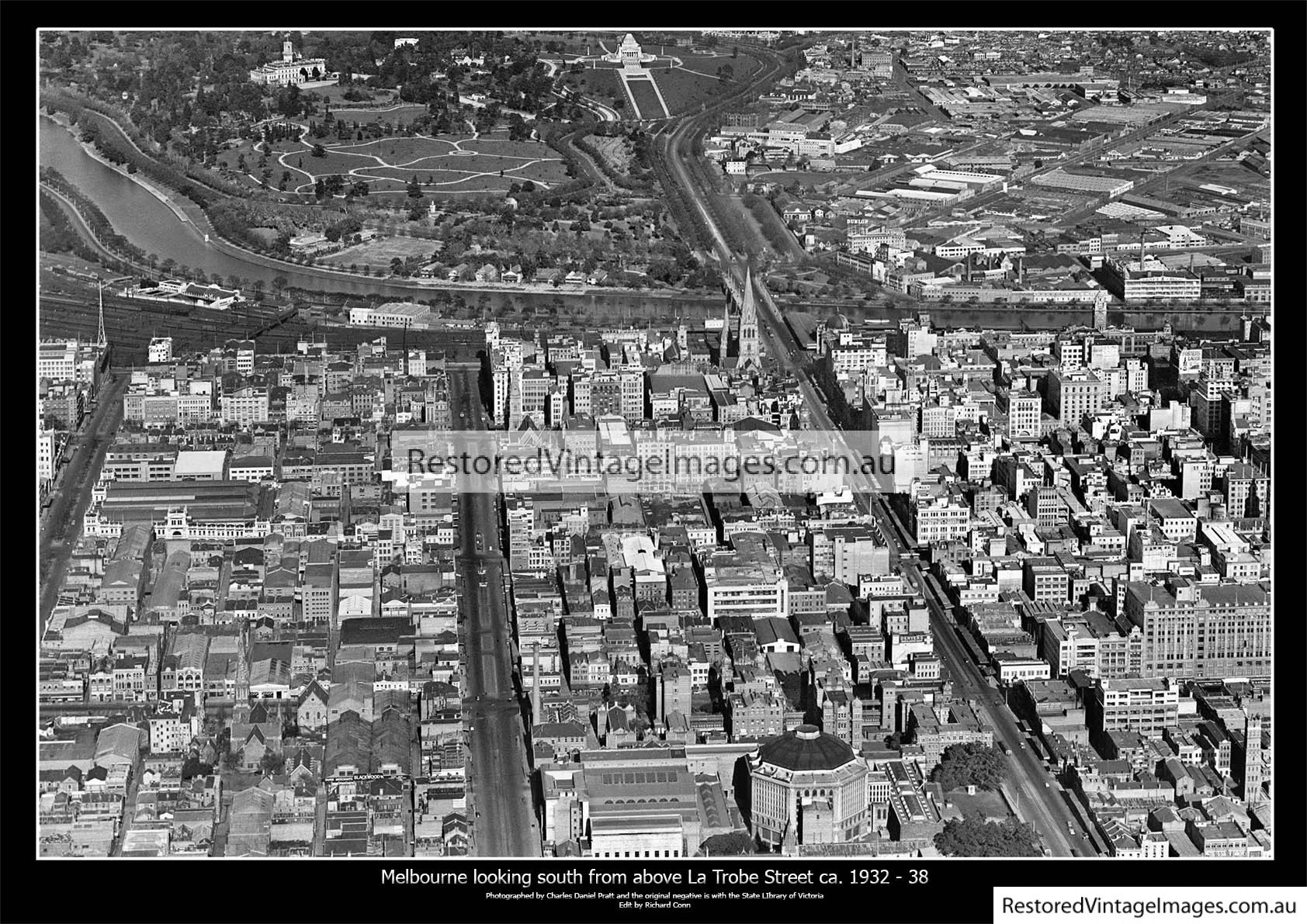 Melbourne, Looking South From Above La Trobe Street Ca. 1934 And 1938