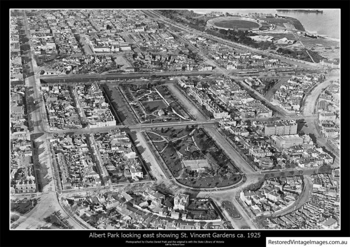 Albert Park Aerial 1925 - 40 - Restored Vintage Images