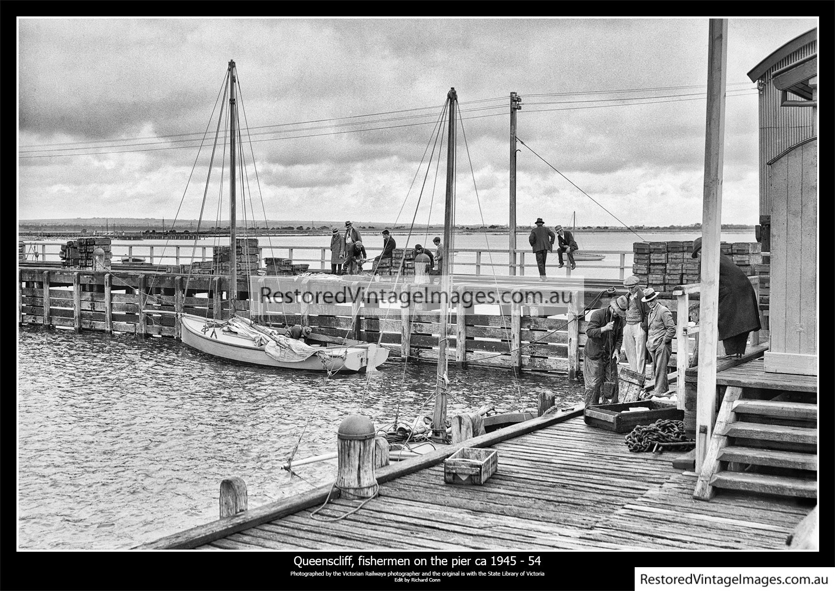 Queenscliff Fishermen On The Pier 1945-54