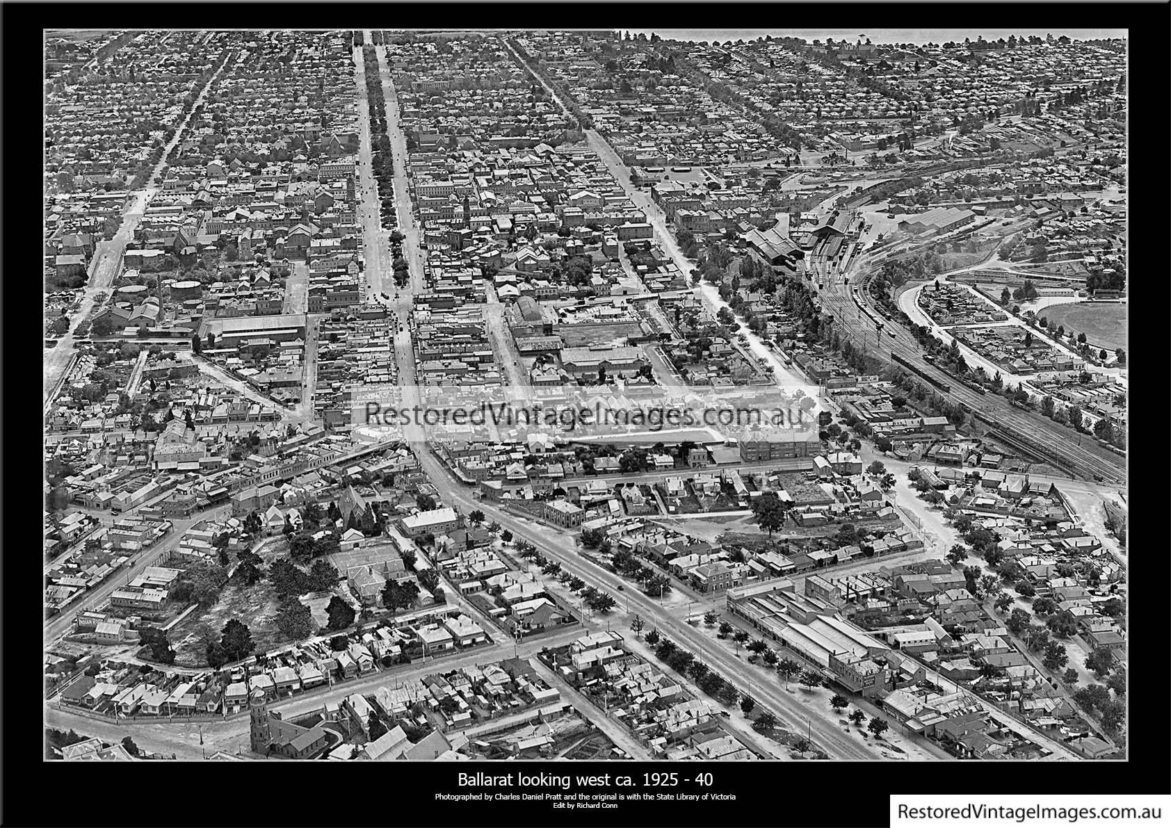 Ballarat 1925-40 Aerial Looking West