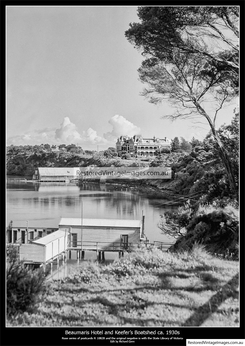 Beaumaris Hotel, The Cliffs And Keefer’s Boat Shed Ca. 1930s
