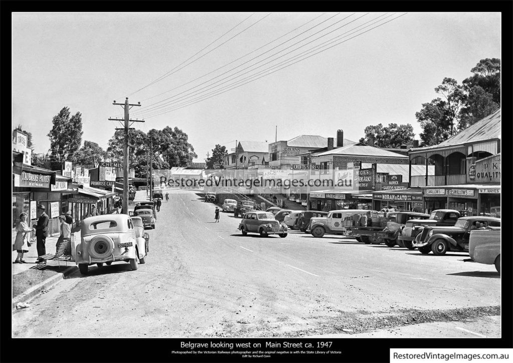 Belgrave, looking south along Main Street from near Terry Av. ca. 1947 ...