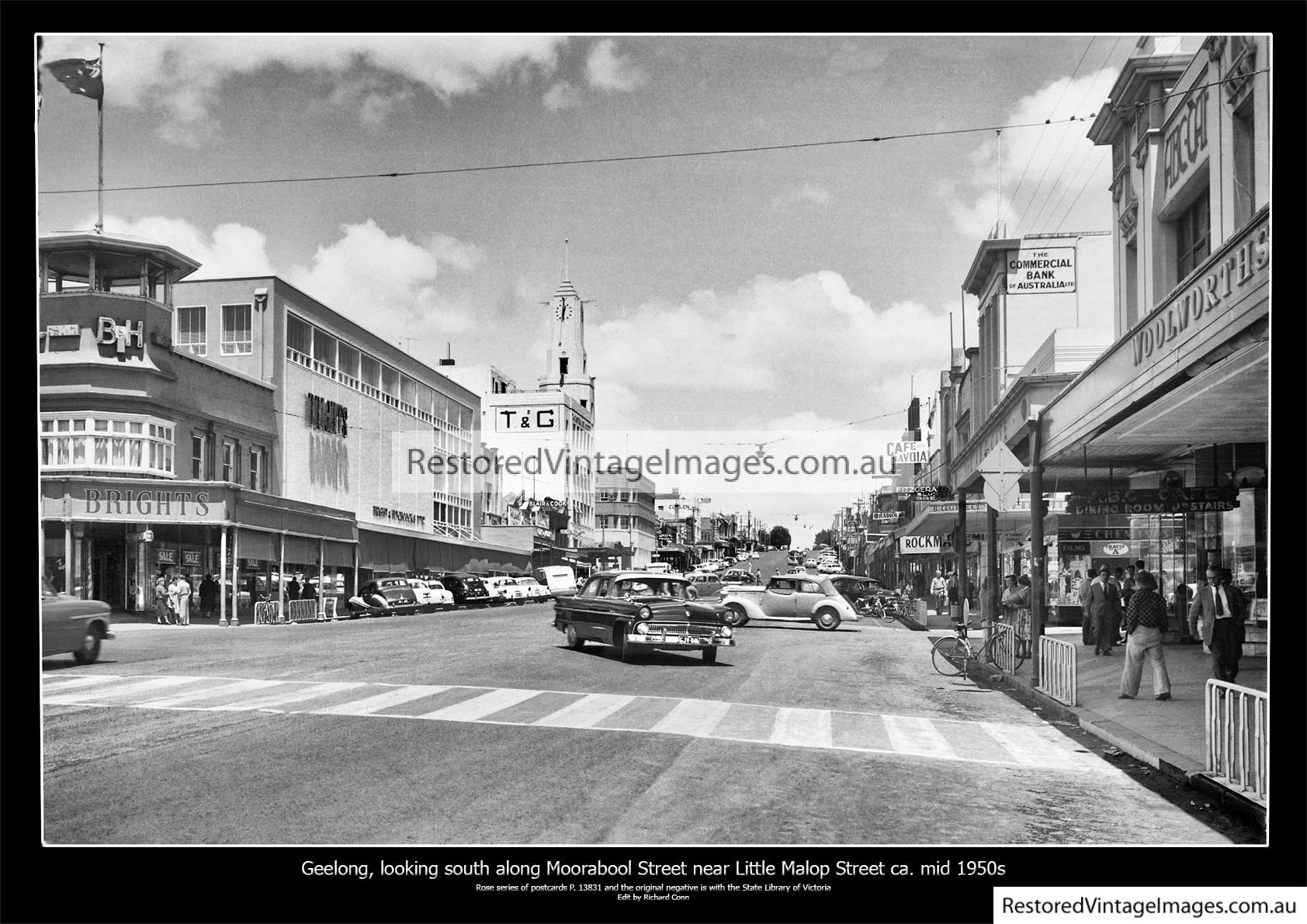 Geelong, Looking South Along Moorabool Street Ca. 1950s