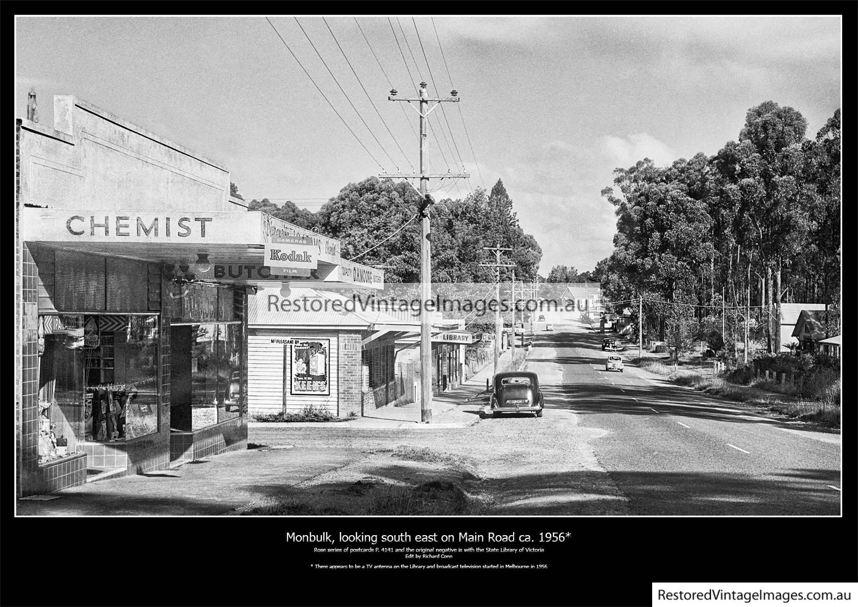 Monbulk, Looking South East On Main Road Ca. 1956