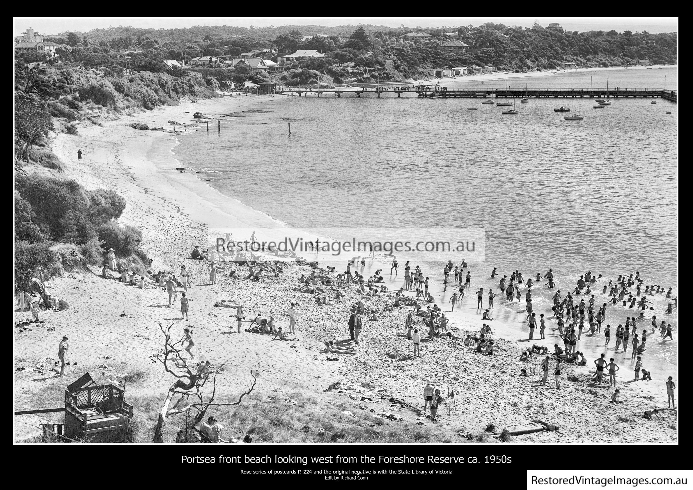 Portsea Front Beach Looking West 1950s
