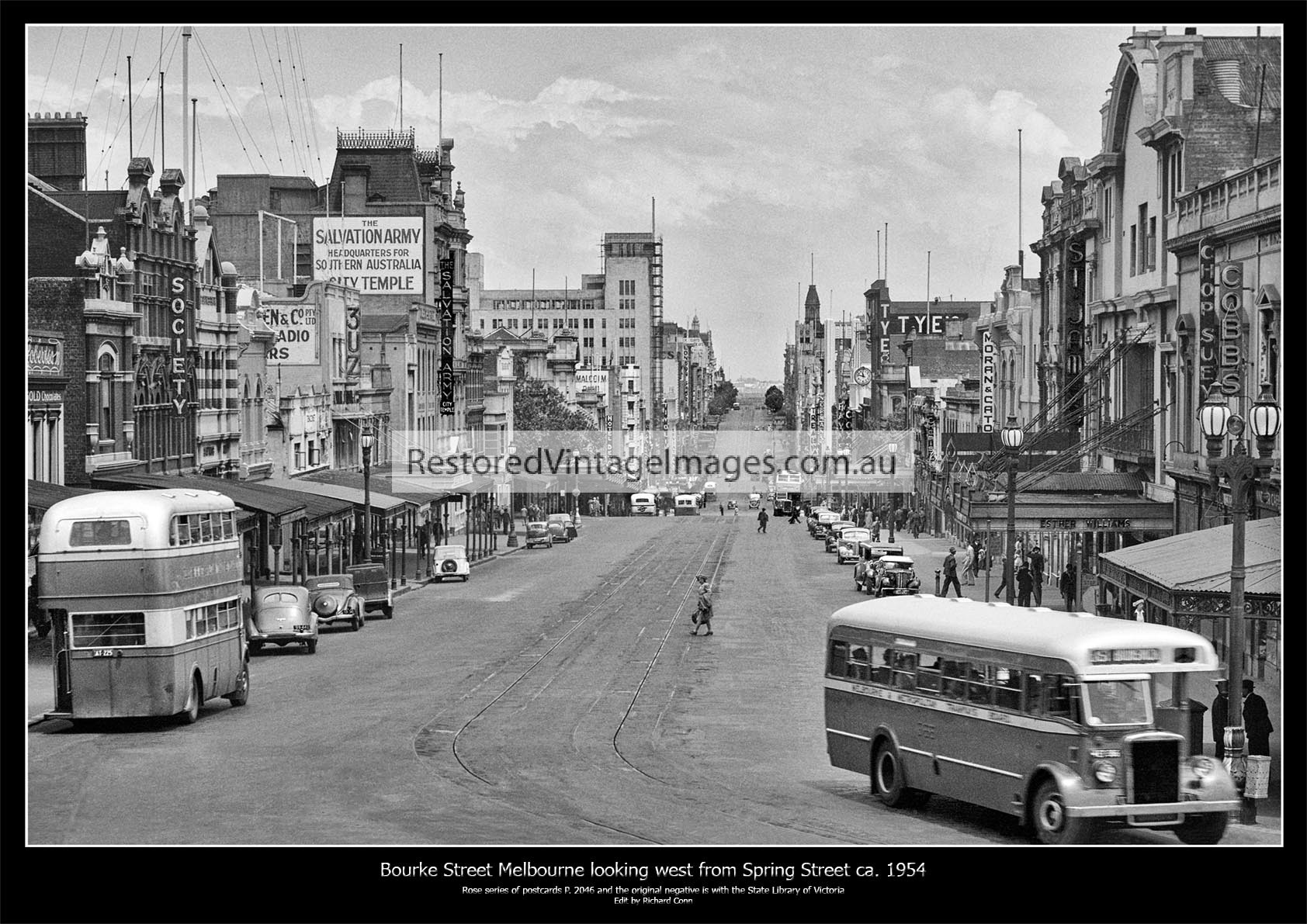 Bourke Street Looking West From Spring Street Ca. 1954