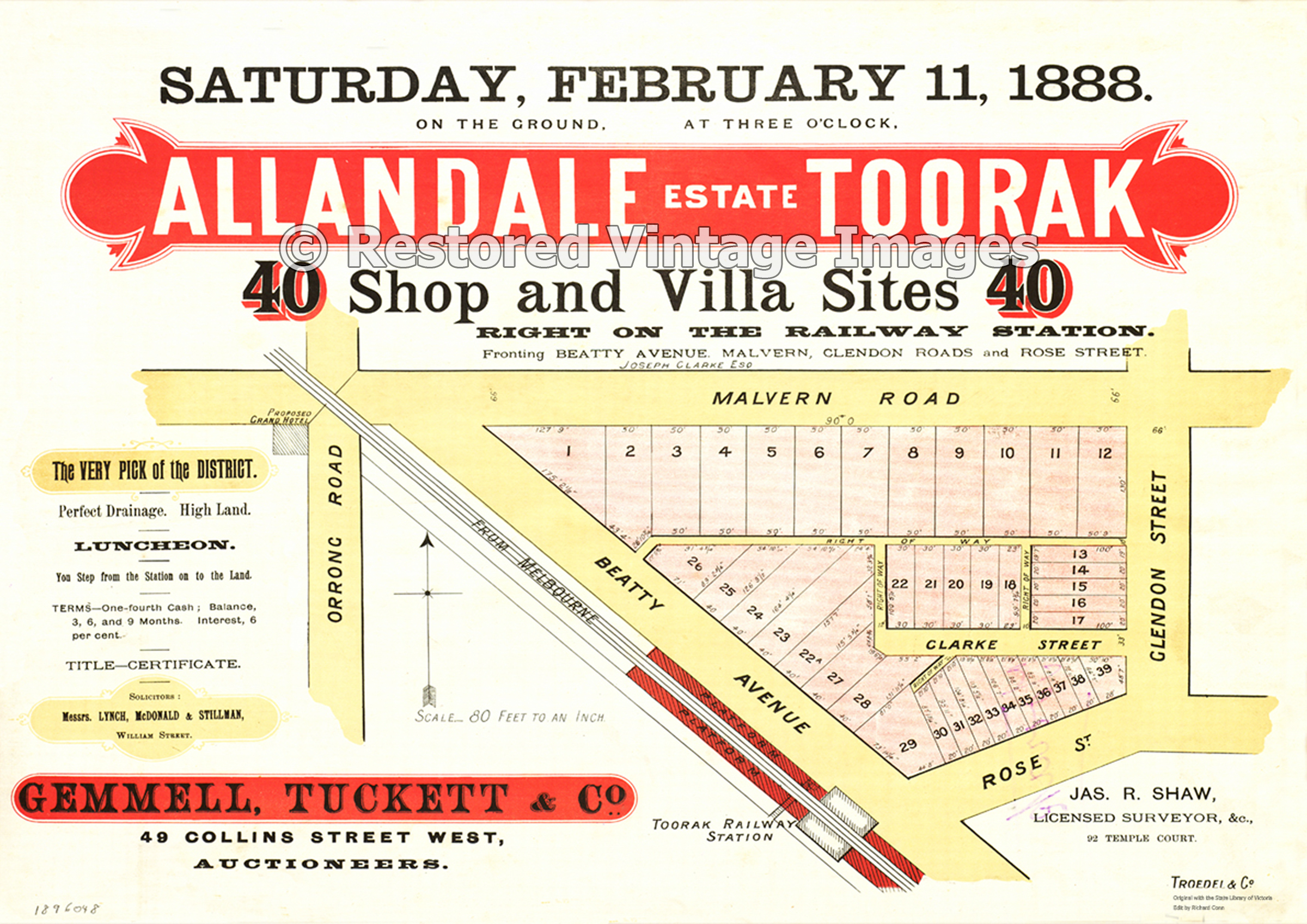 Allandale Estate Toorak 11th February 1888 – Armadale