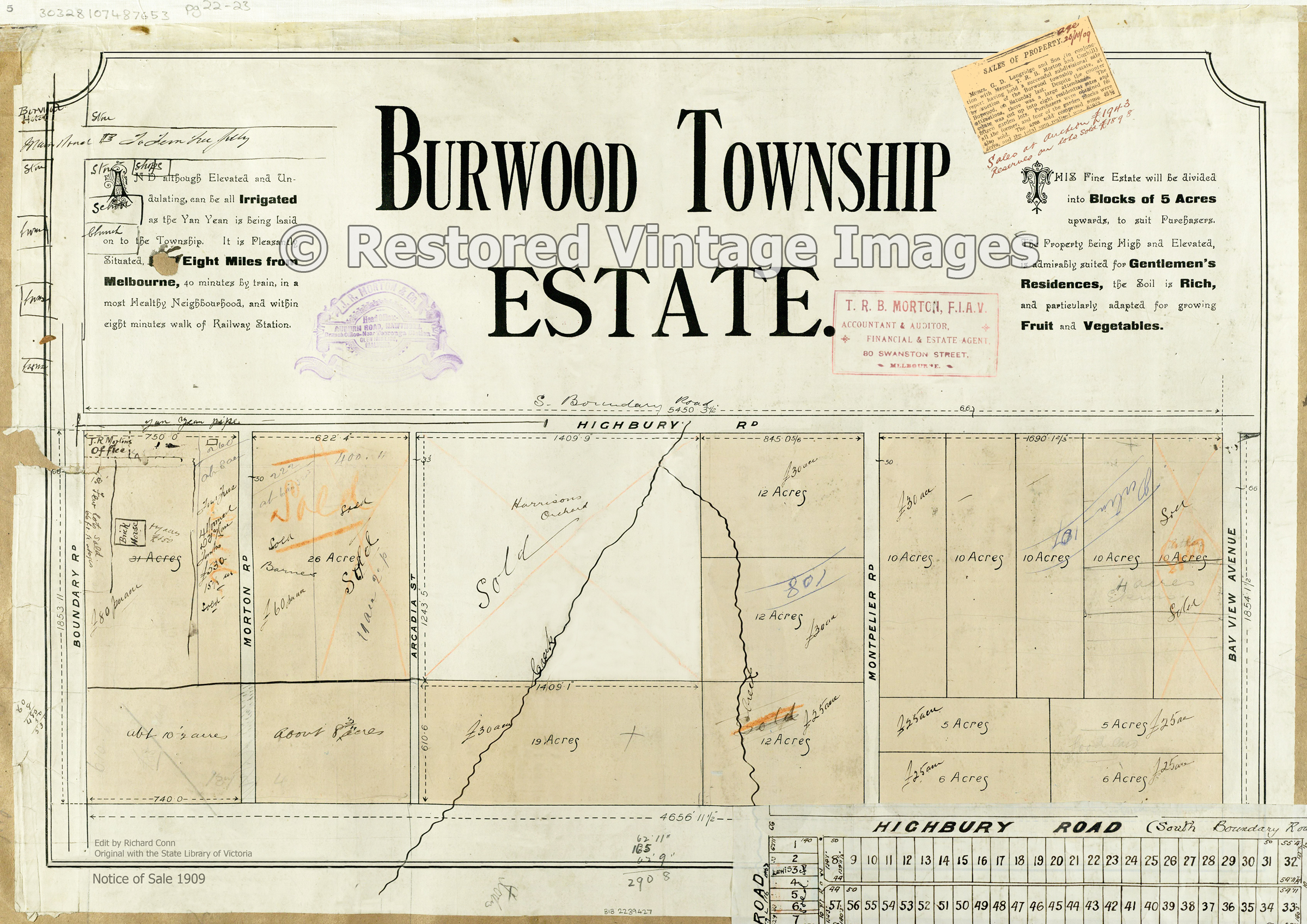 Burwood Township Estate 23rd October 1909 – Burwood And Ashwood