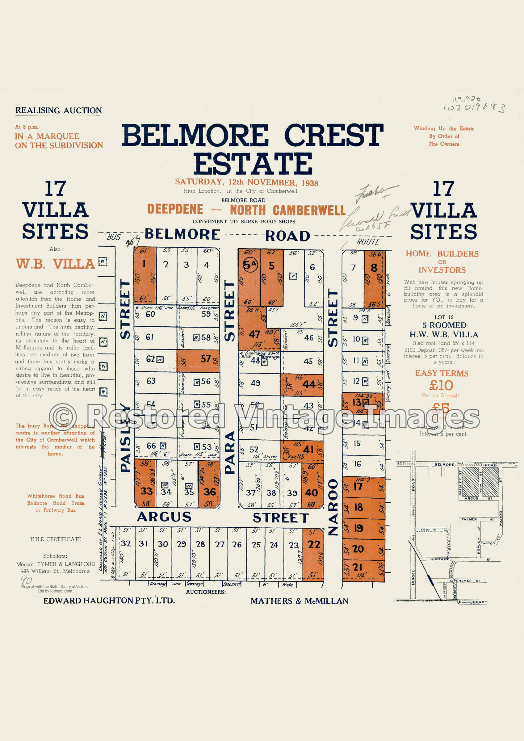 Belmore Crest Estate 12th November 1938 – Balwyn