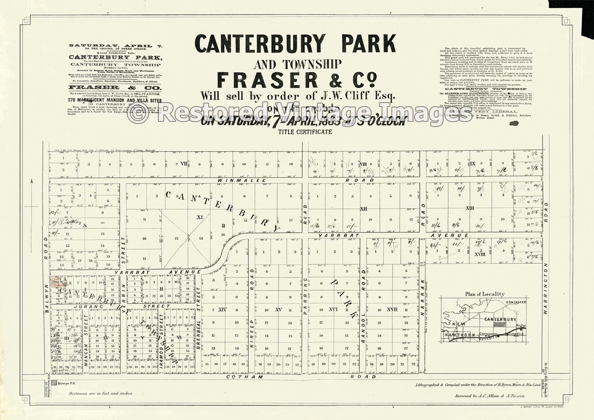 Canterbury Park And Township 7th April 1883 – Balwyn
