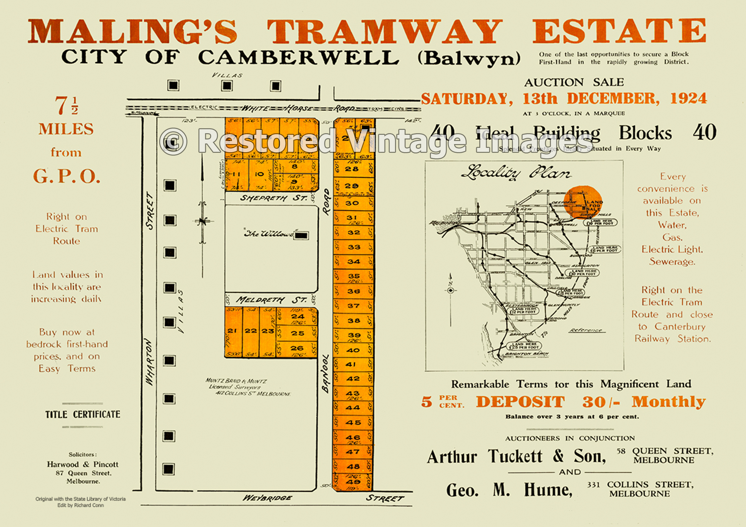 Maling’s Tramway Estate 13th December 1924 – Surrey Hills