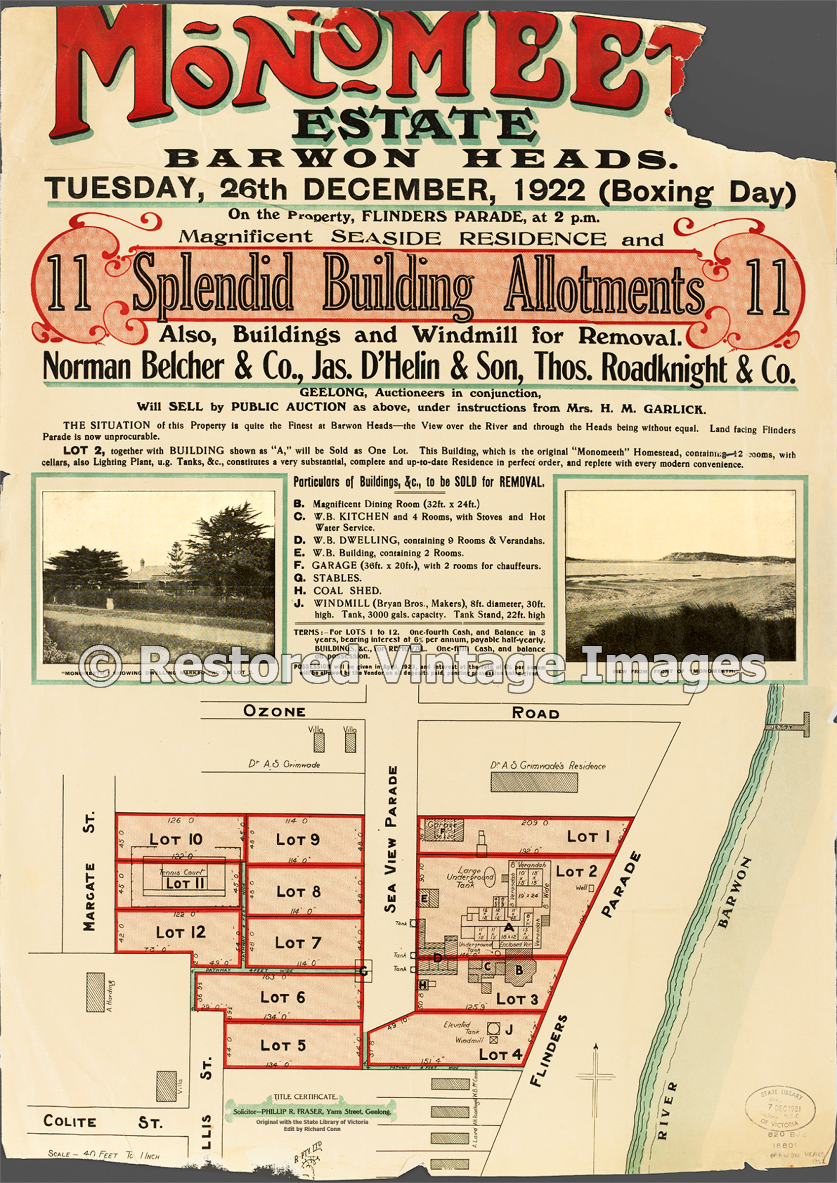 Monomeeth Estate 26th December 1922 – Barwon Heads