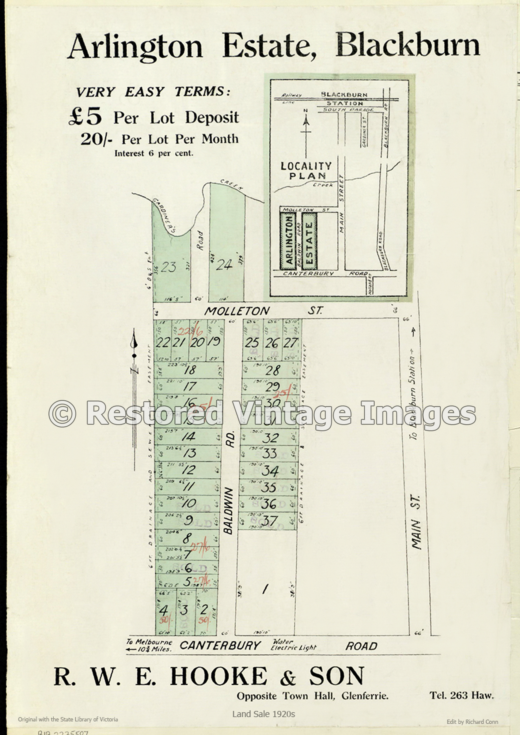 Arlington Estate Blackburn – February 1923 – Blackburn South