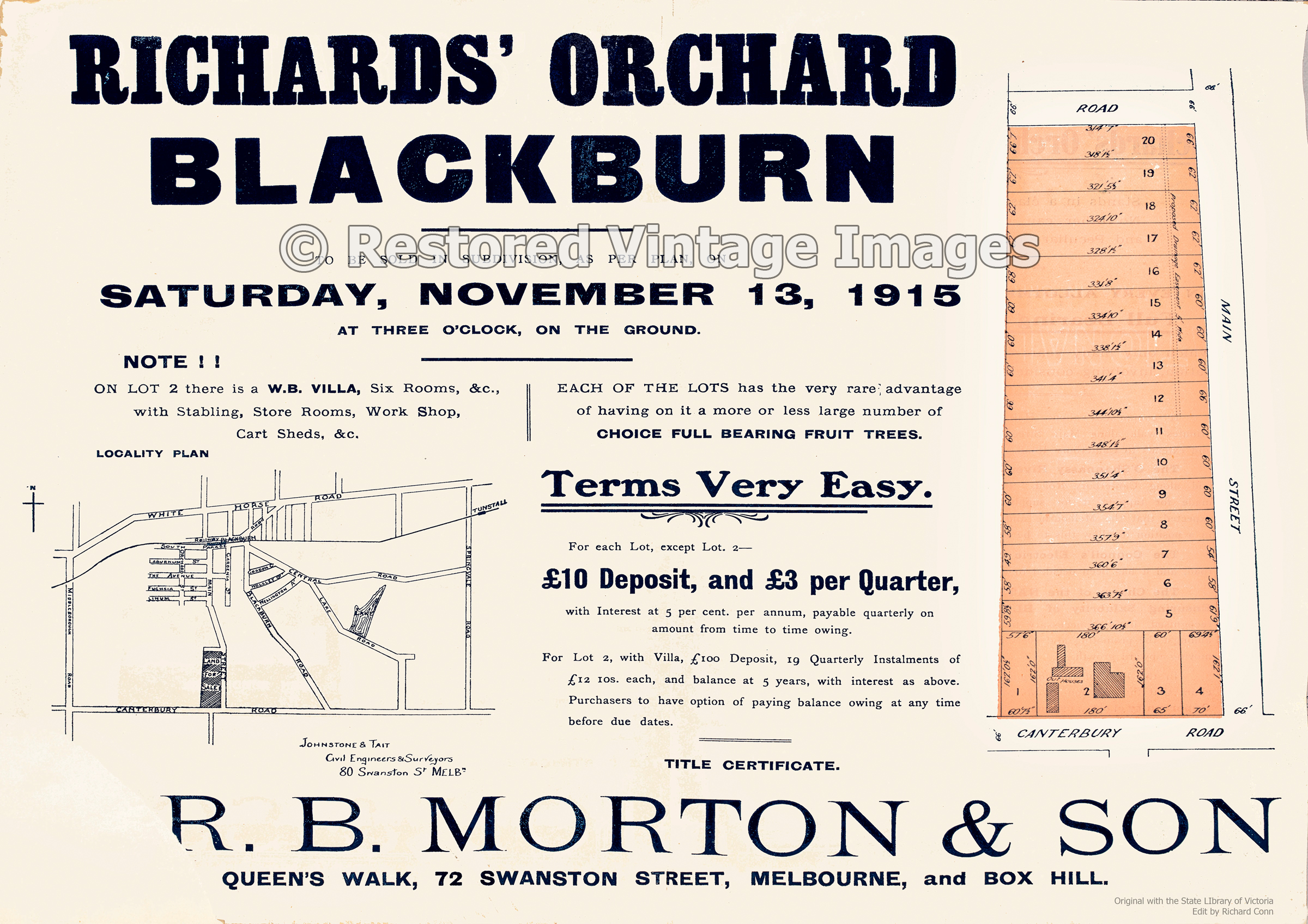 Richards’ Orchard Blackburn 13th November 1915 – Blackburn