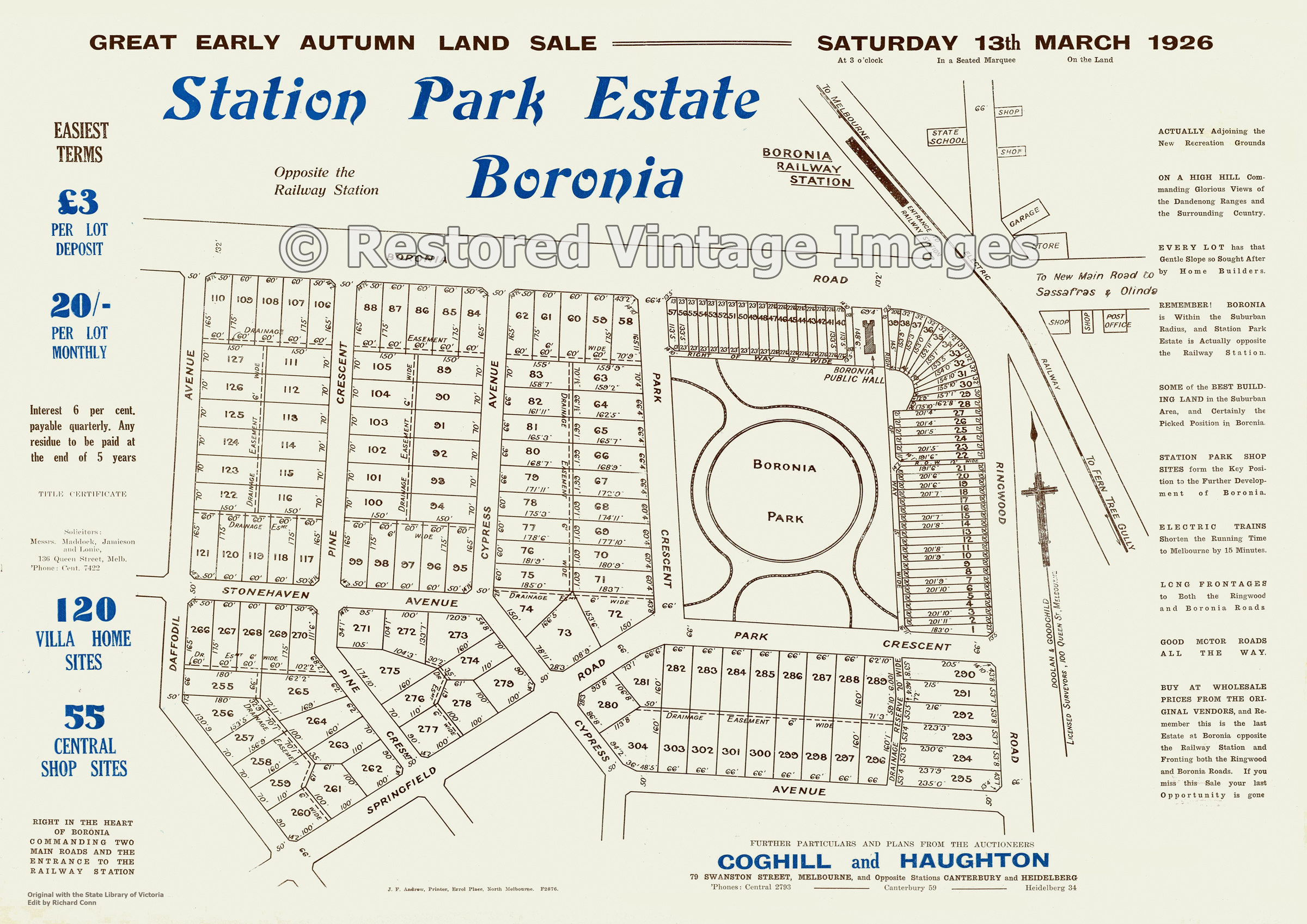 Station Park Estate 13th March 1926 – Boronia