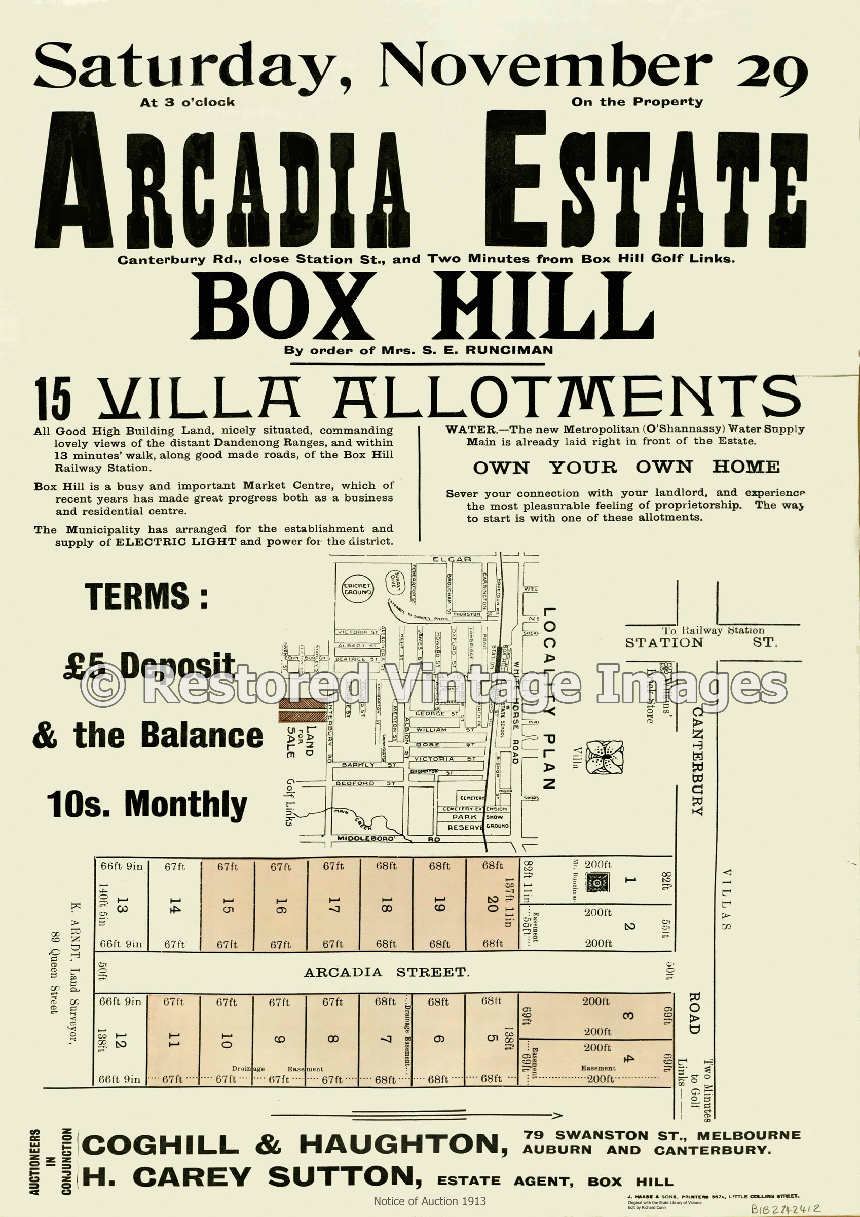 Arcadia Estate Box Hill 29 November 1913 – Box Hill South