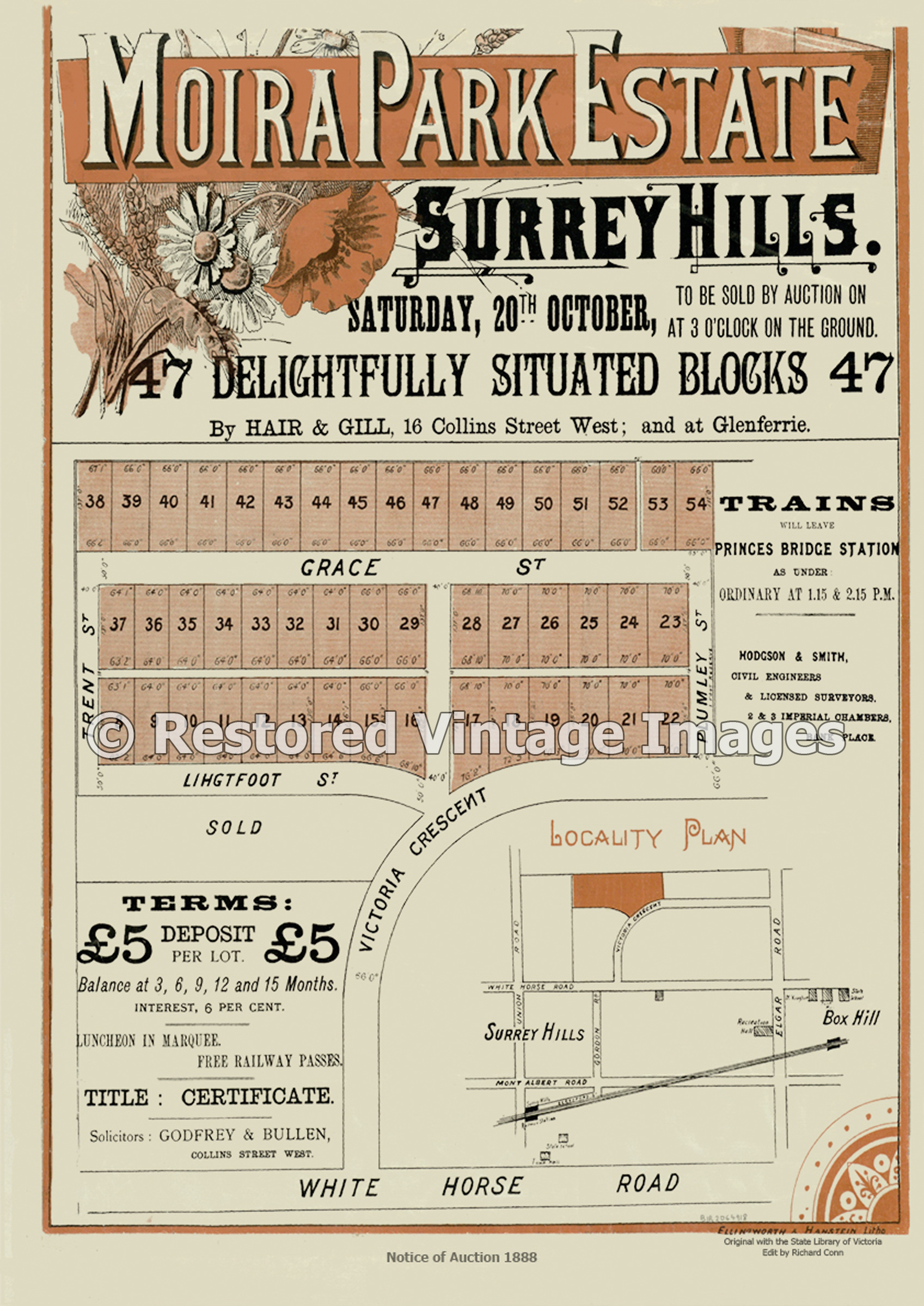 Moira Park Estate Surrey Hills 20th October 1888 – Mont Albert