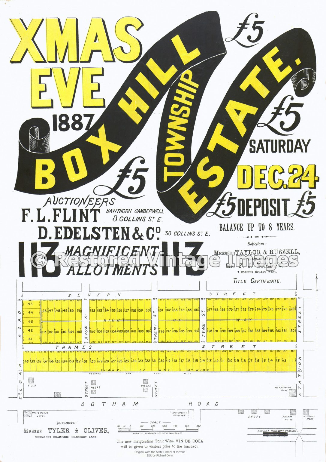 Box Hill Township Estate 24th December 1887 Box Hill North Restored