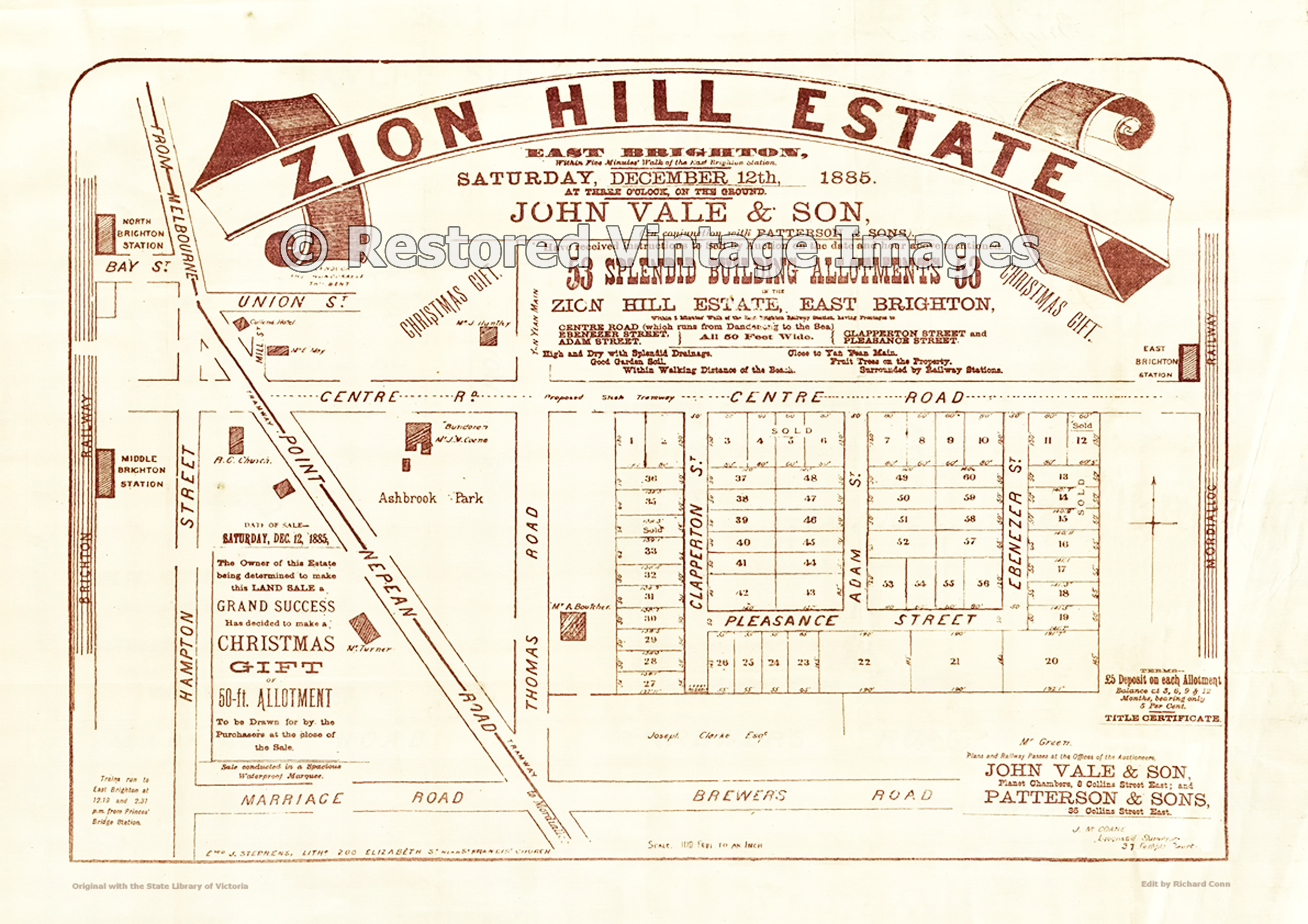 Zion Hill Estate 12th December 1885 – Bentleigh