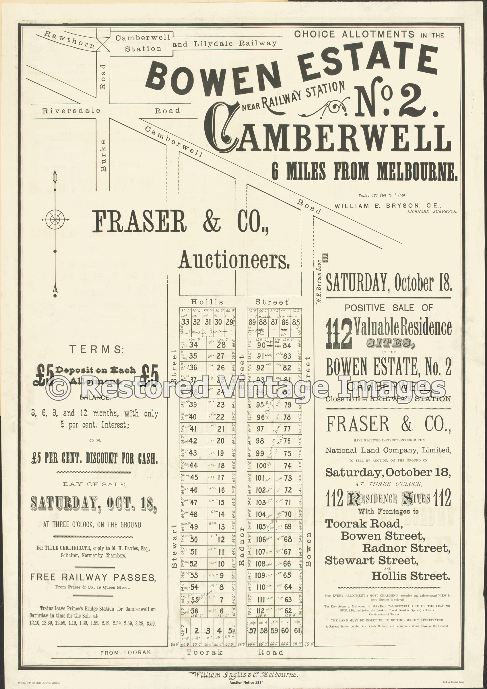 Bowen Estate No. 2. 18th October 1884 – Camberwell