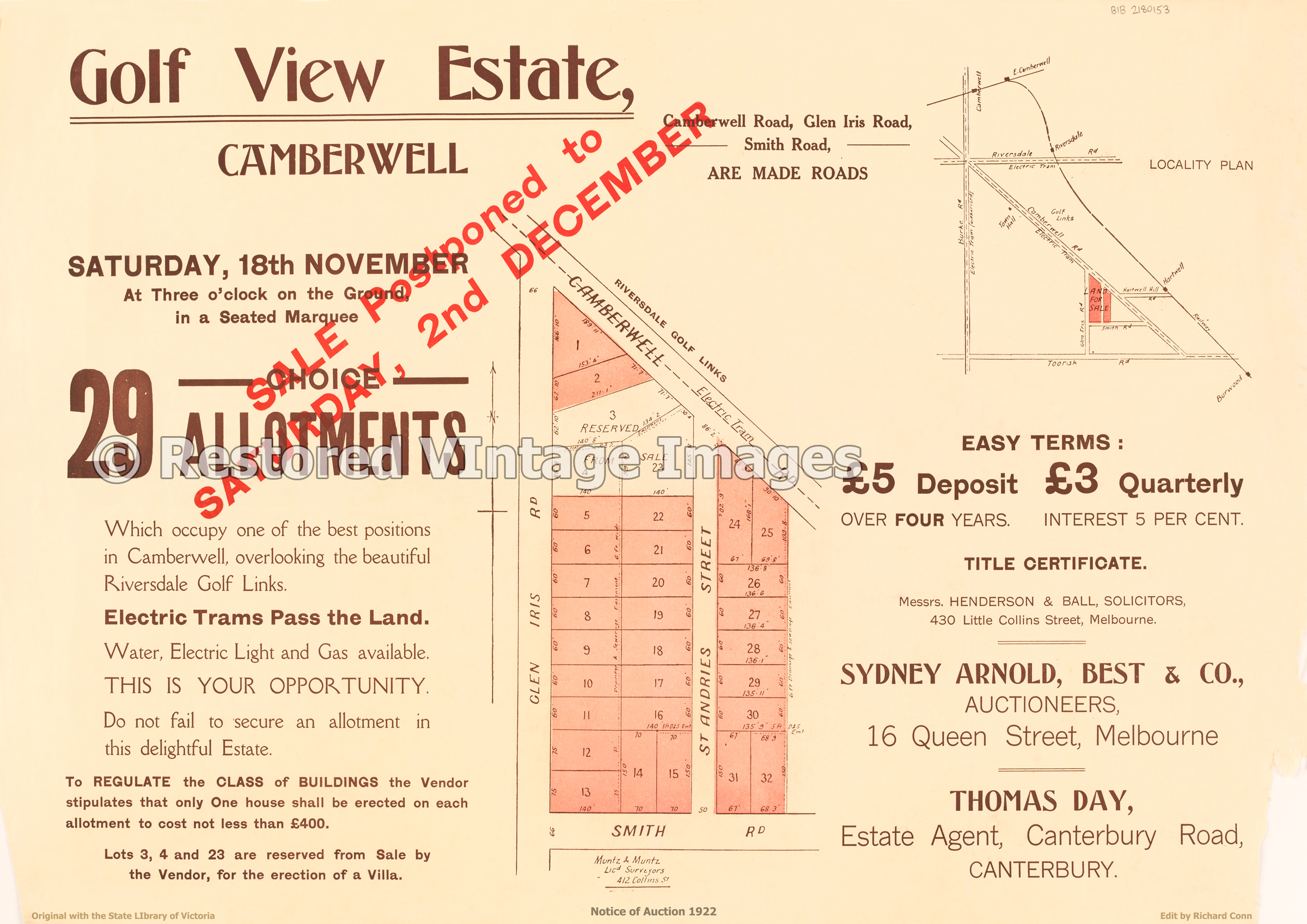 Golf View Estate 2nd December 1916 – Camberwell