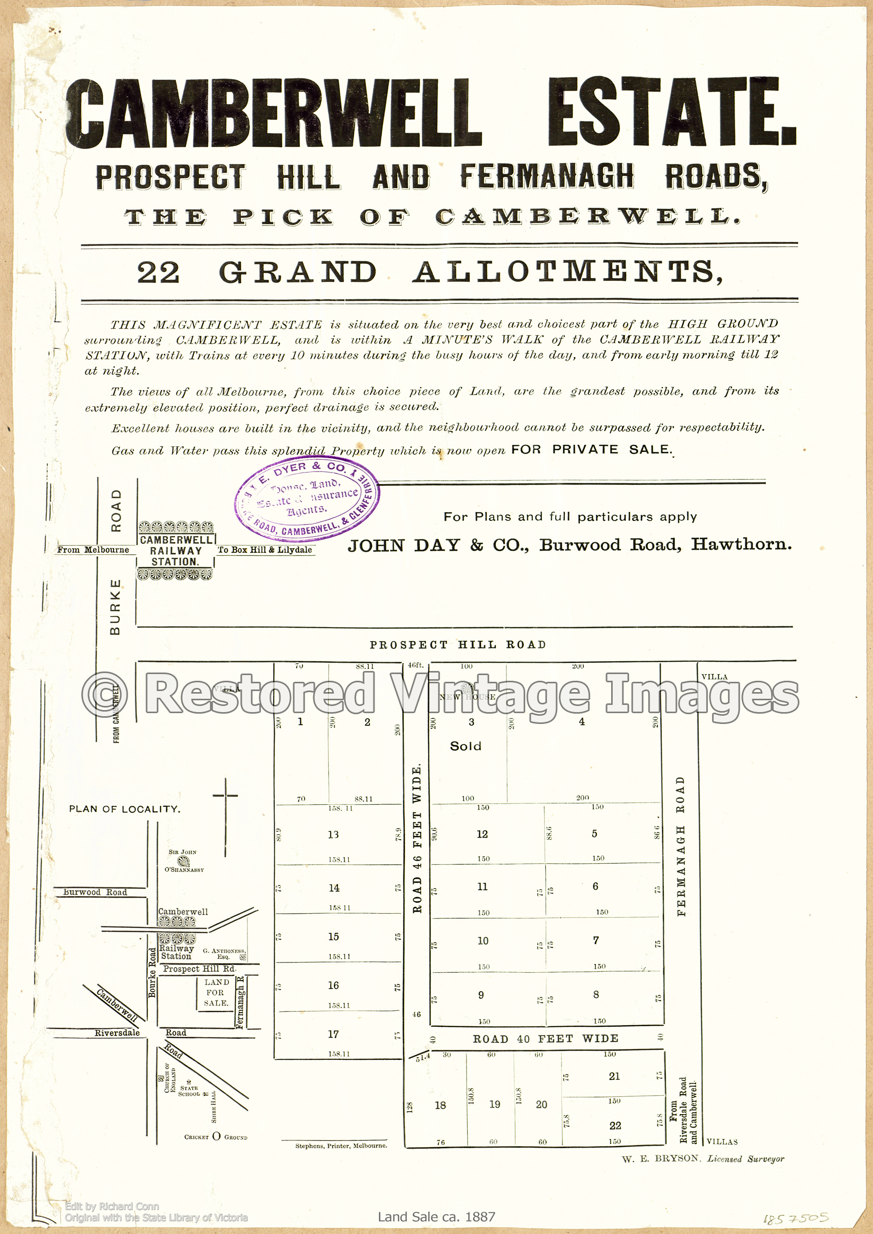 Camberwell Estate Prospect Hill Fernamagh And Fairholm 1887 – Camberwell