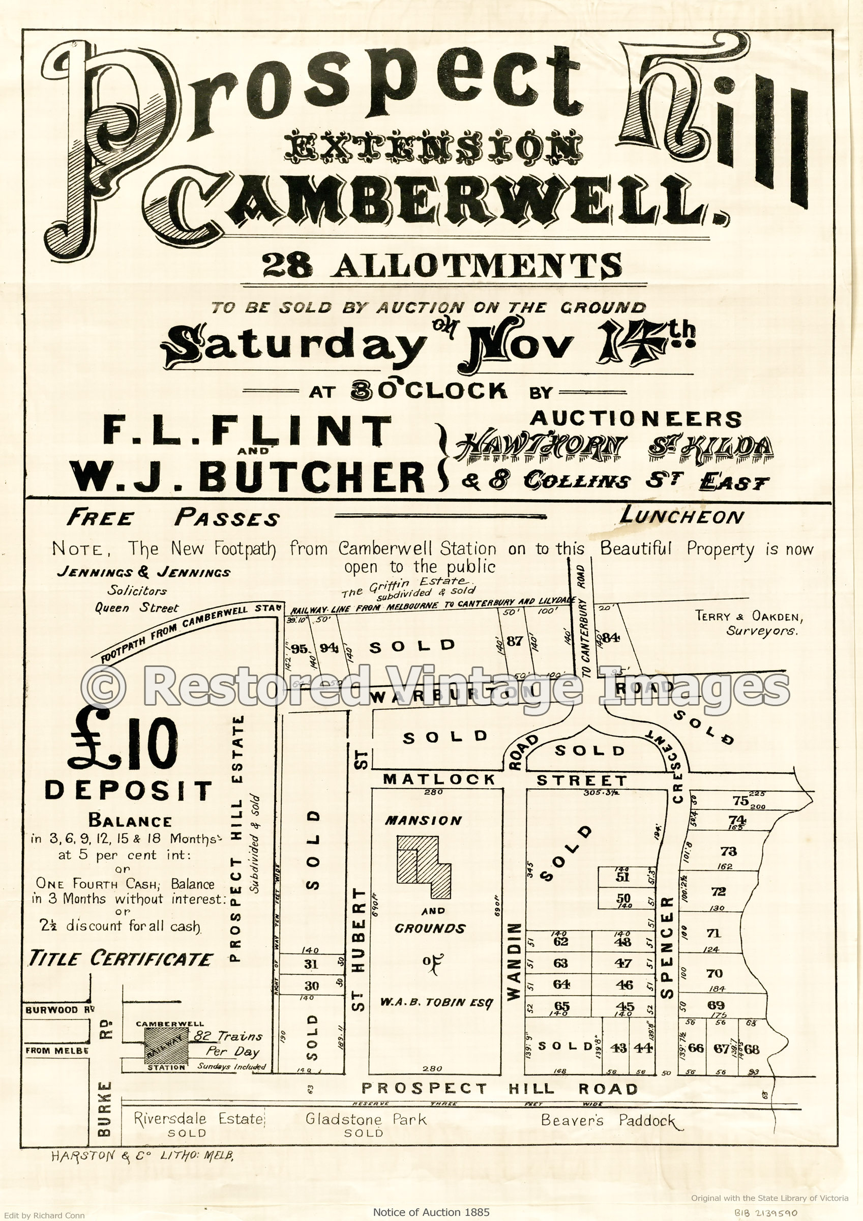 Prospect-Hill Extension Third Sale 1885 – Camberwell