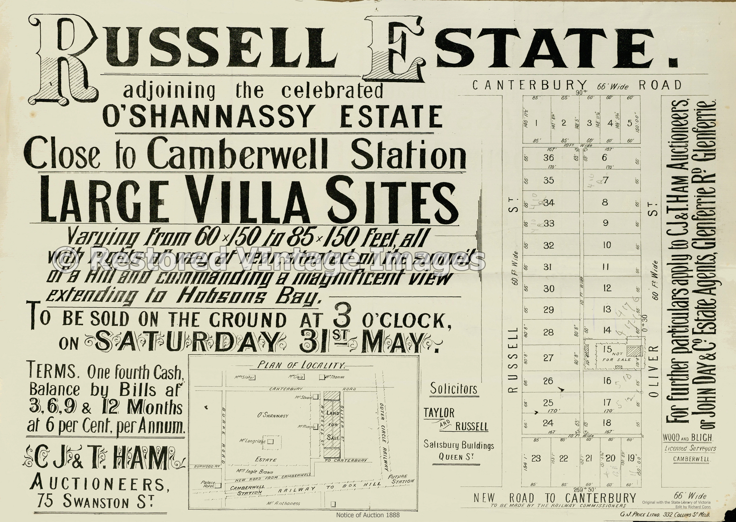 Russell Estate 31st May 1890 – Camberwell