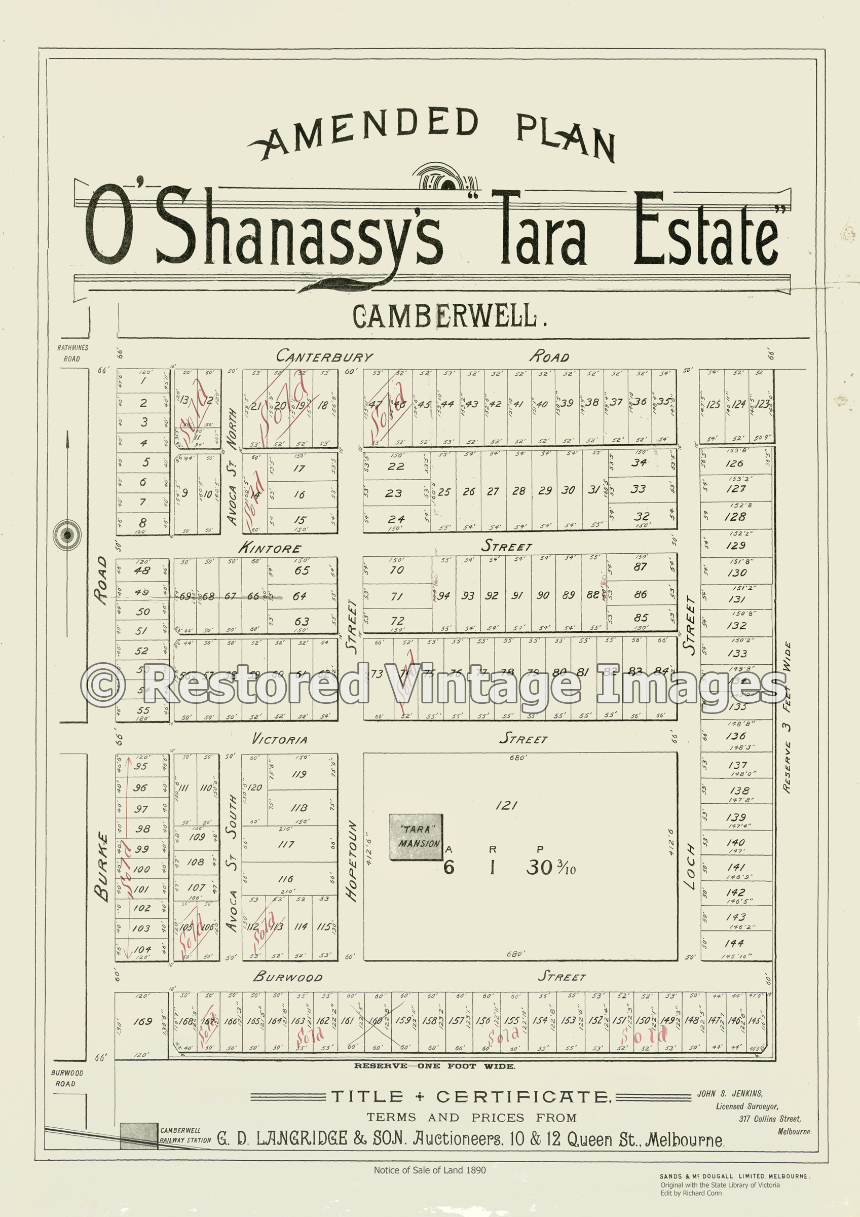 O’Shanassy’s Tara Estate 1889 – 91 – Camberwell
