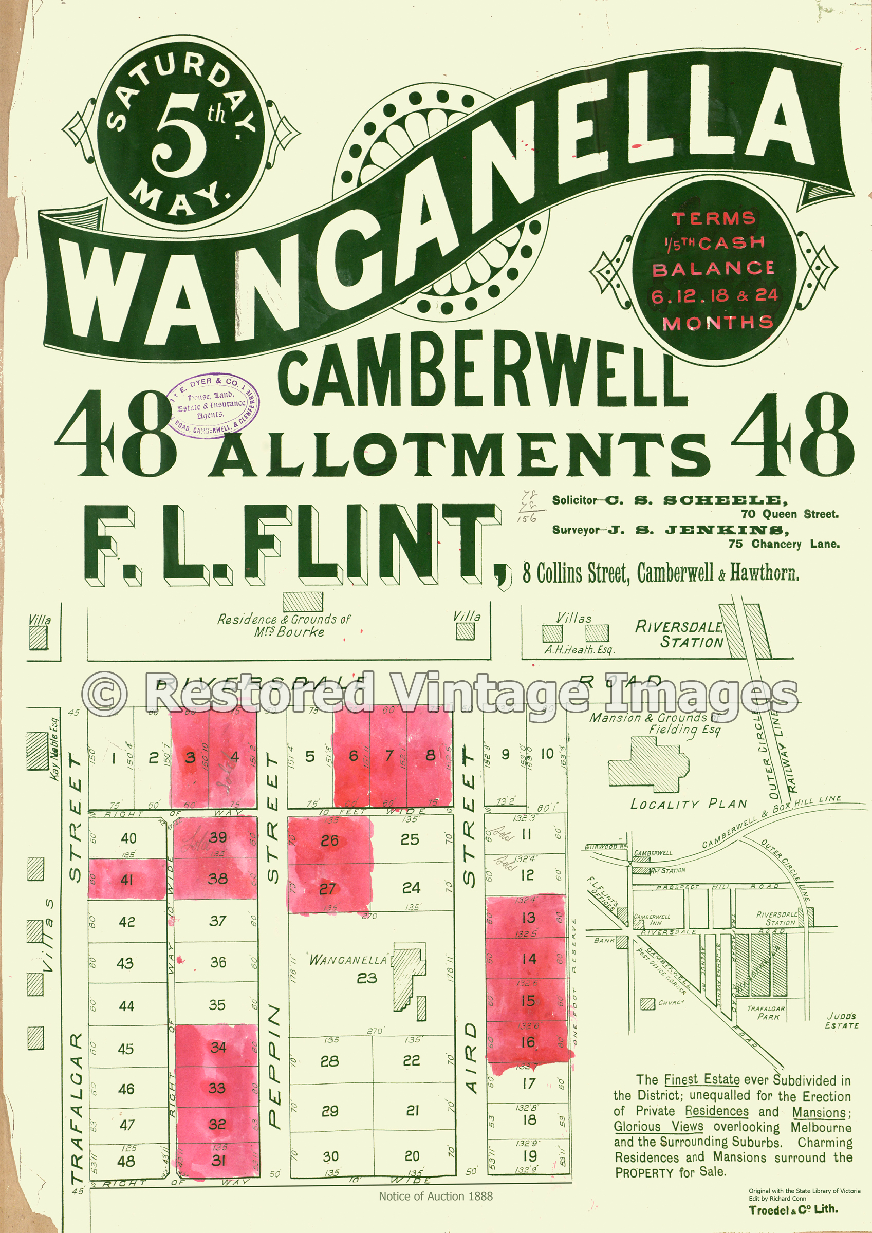 Wangaanella Estate 5th May, 1888 – Camberwell