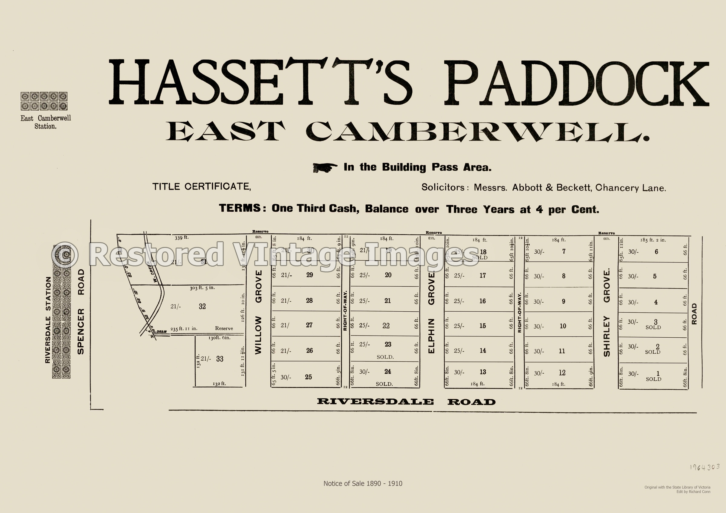Hassett’s Paddock East Camberwell 1908 – Canterbury