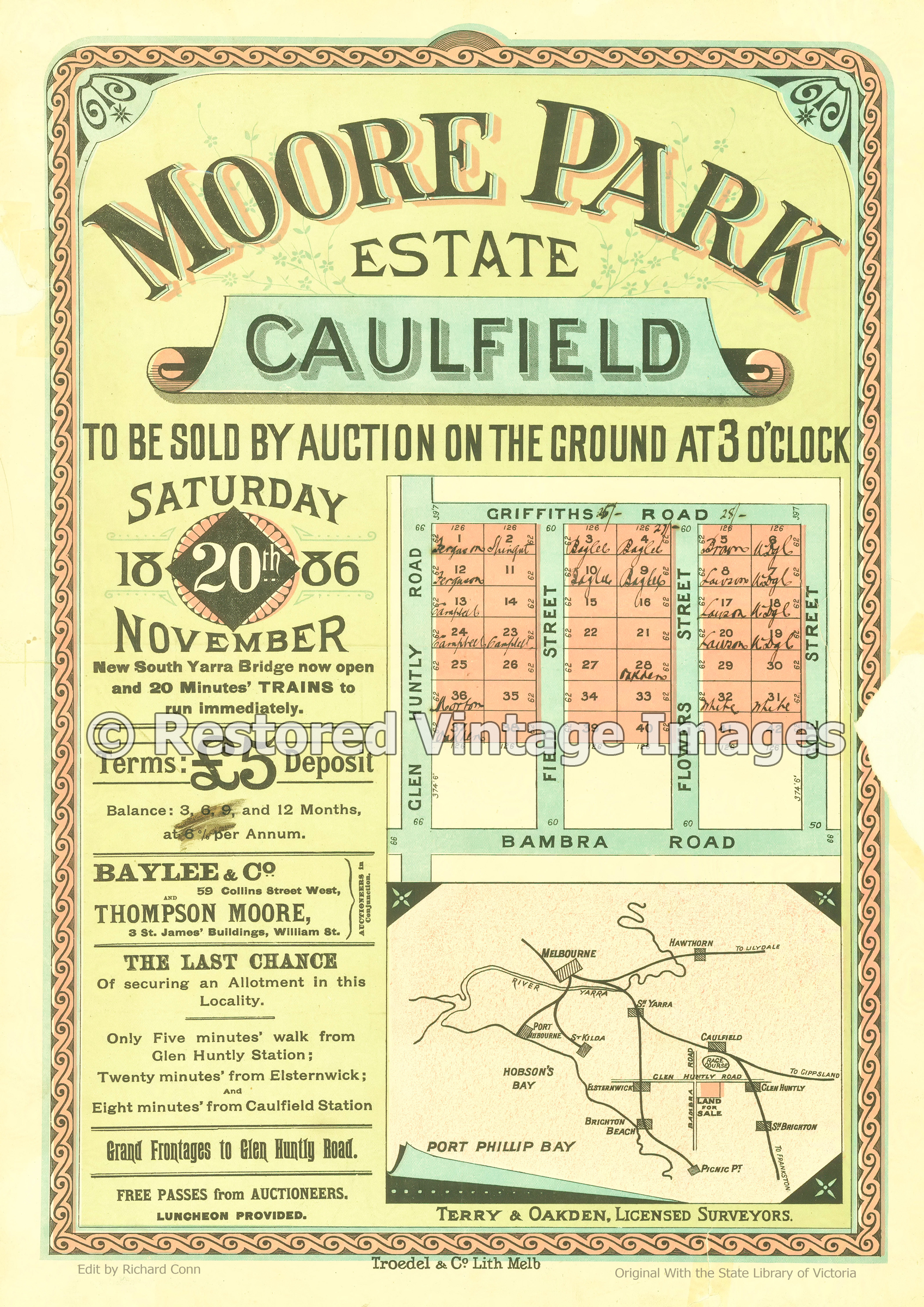 Moore Park Estate Caulfield 1886 – Caulfield South
