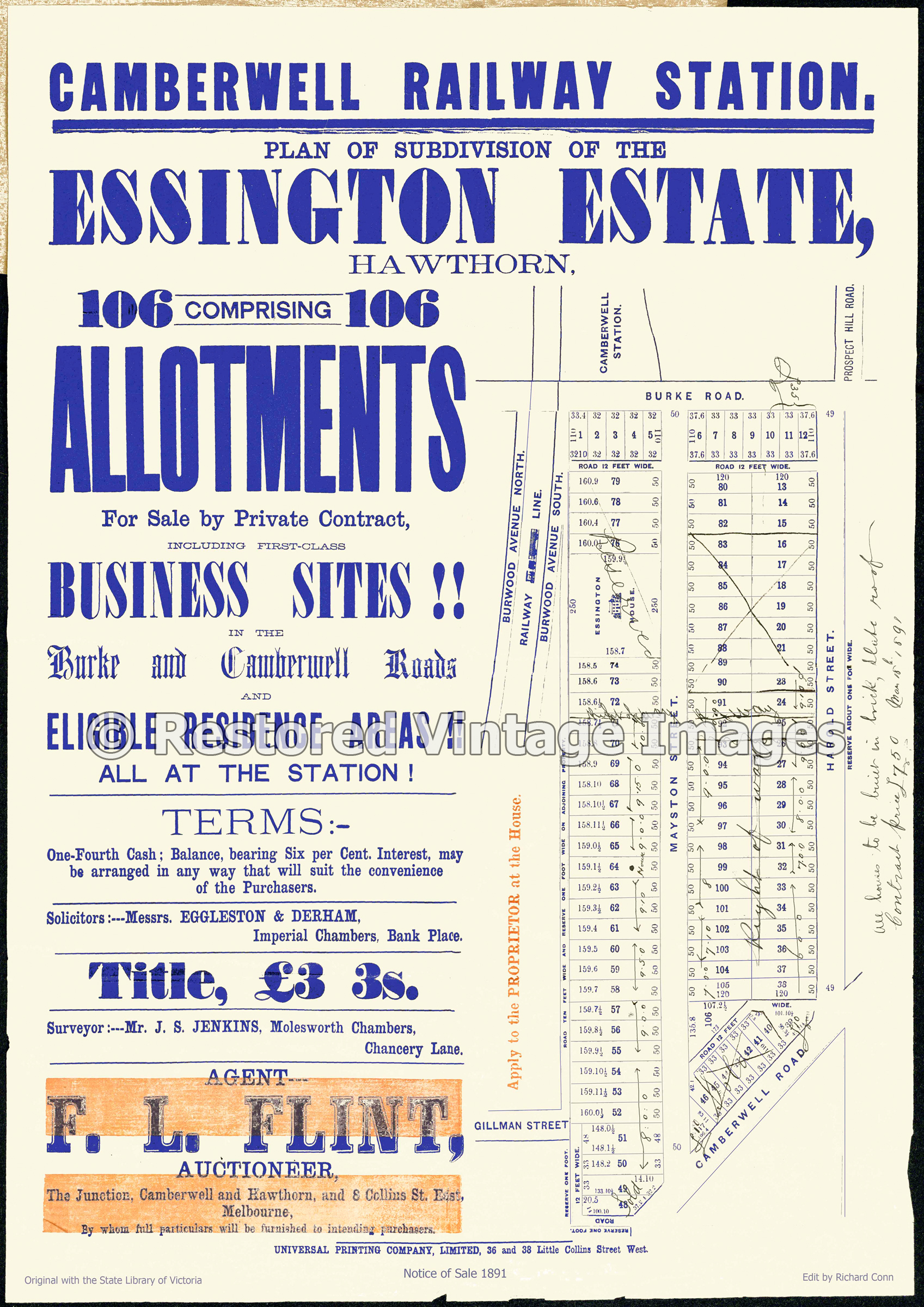 Essington Estate 1891 – Hawthorn East
