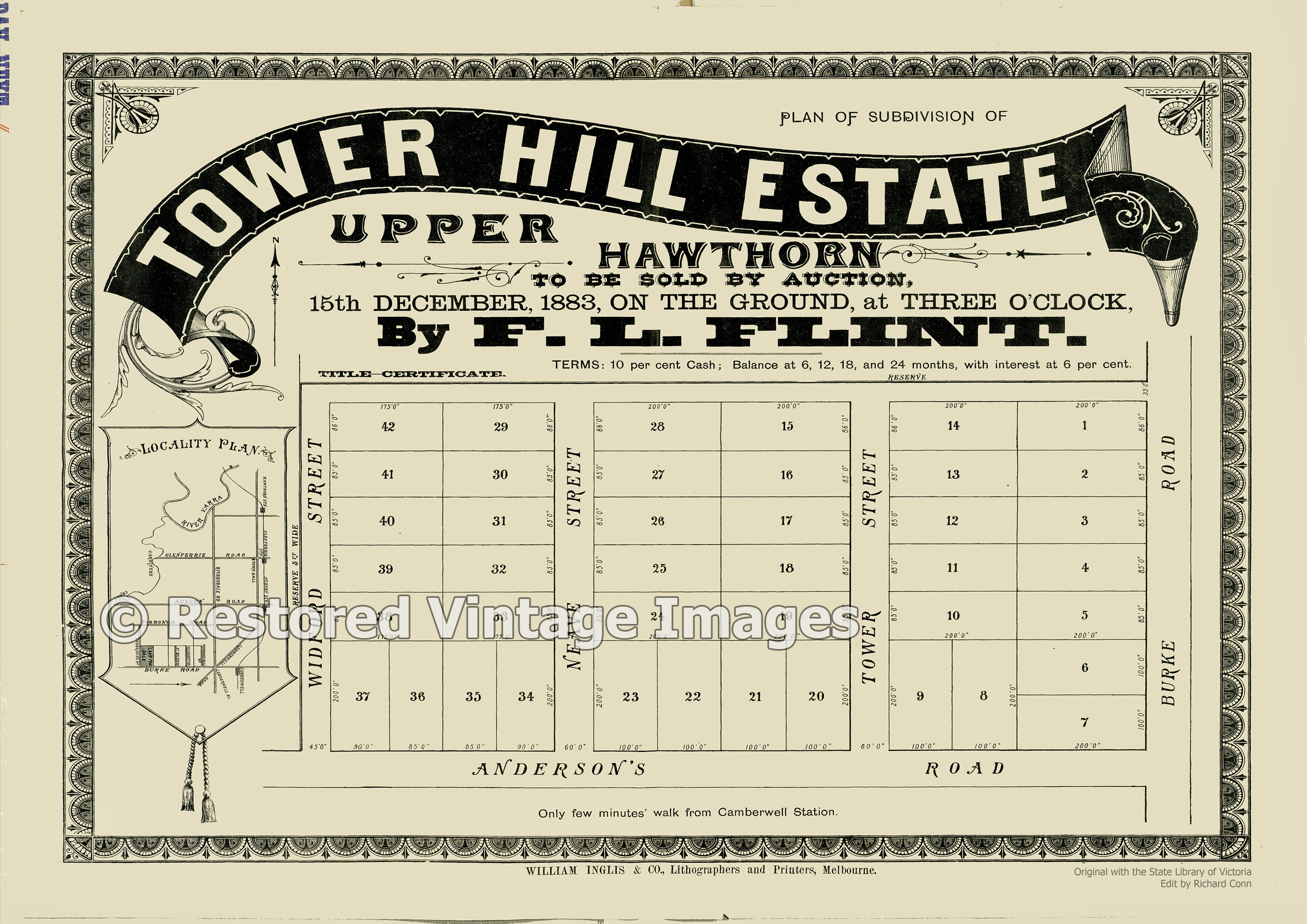 Tower Hill Estate Upper Hawthorn 1883 – Hawthorn East