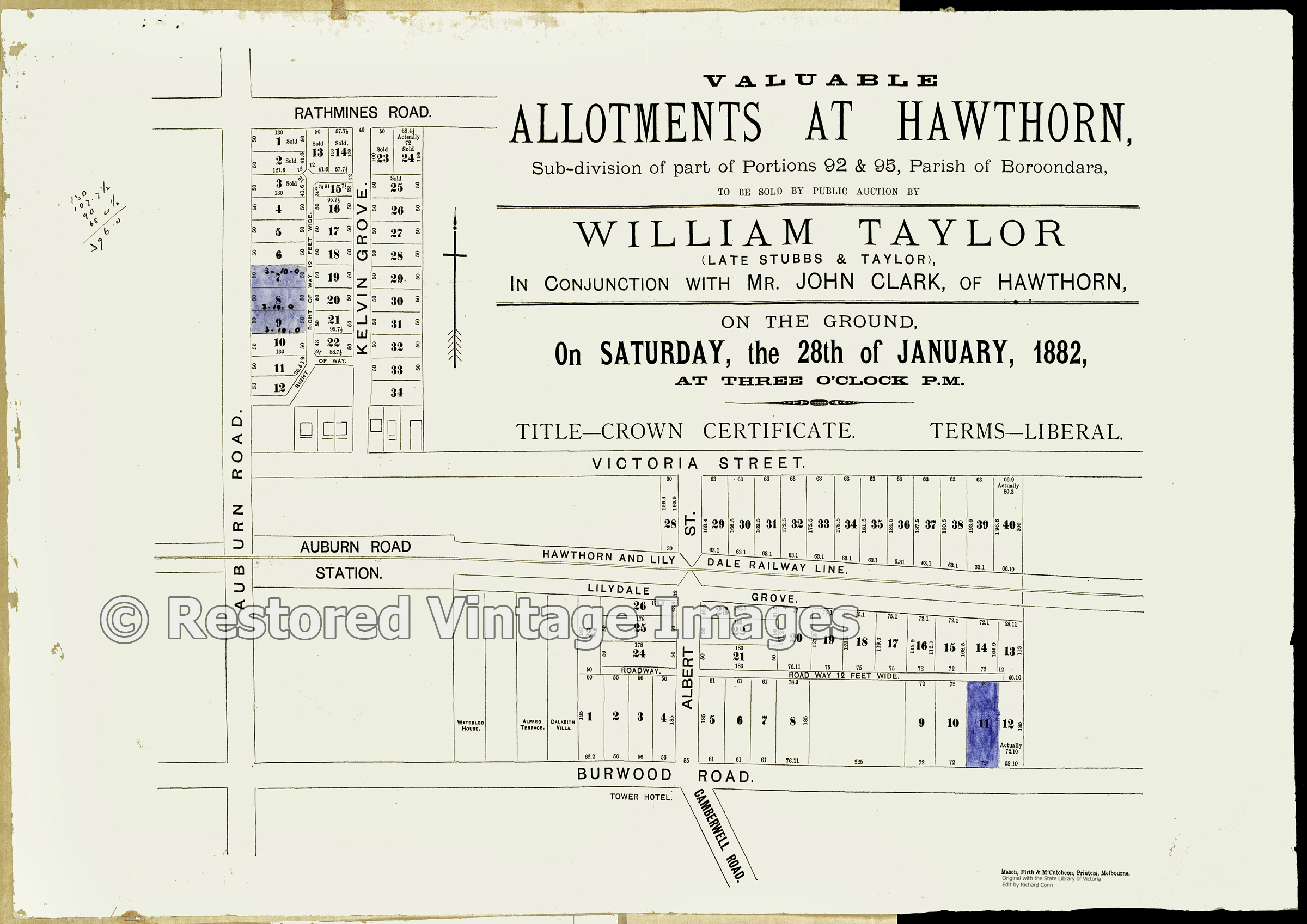 Allotments At Hawthorn 1882 – Hawthorn East