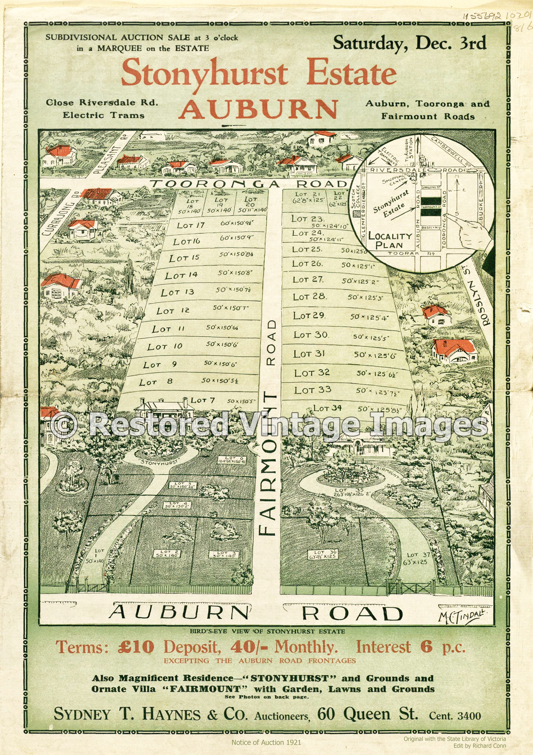 Stonyhurst Estate Auburn 3rd December 1921 – Hawthorn East