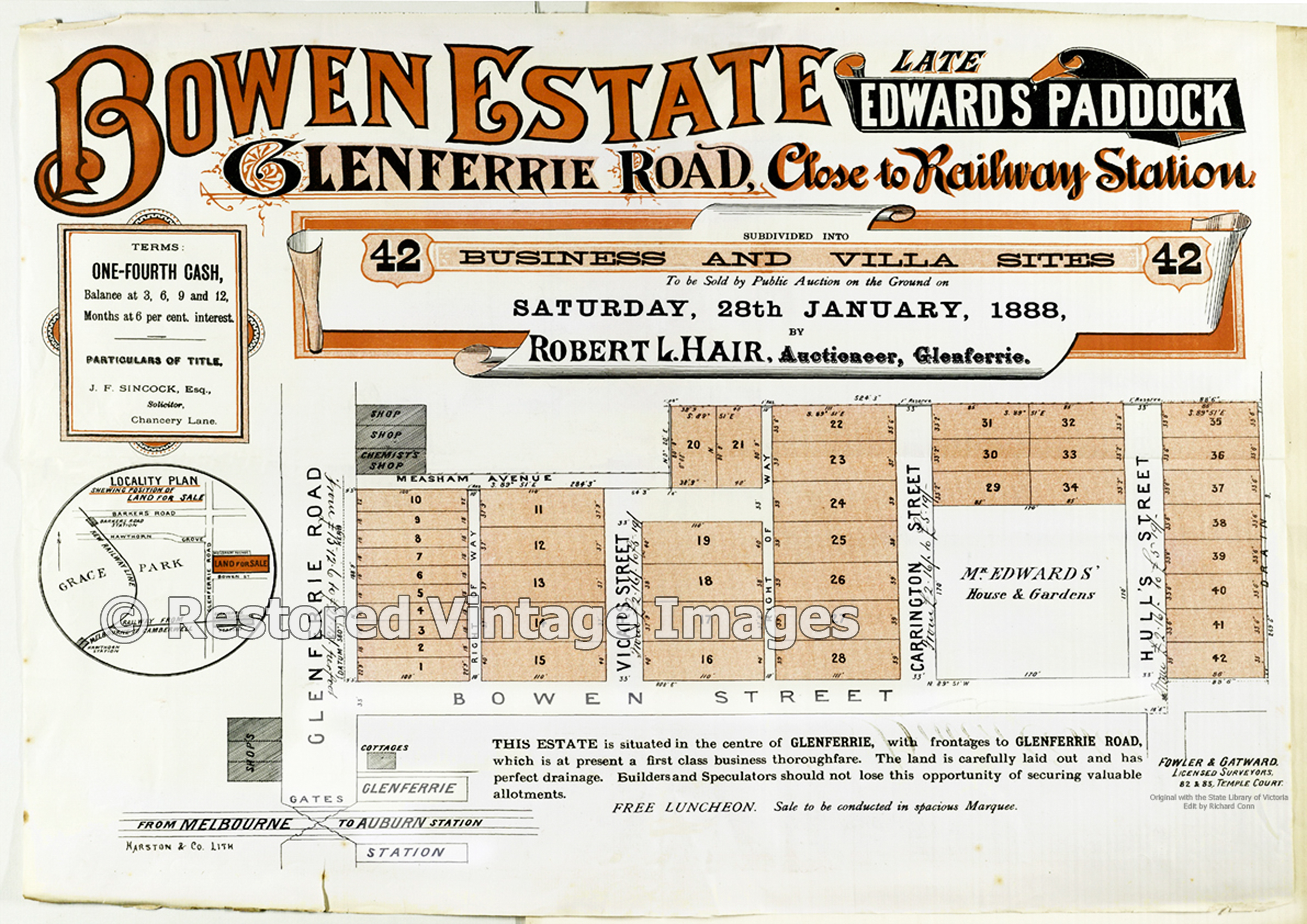 Bowen Estate 28th January 1888 – Hawthorn