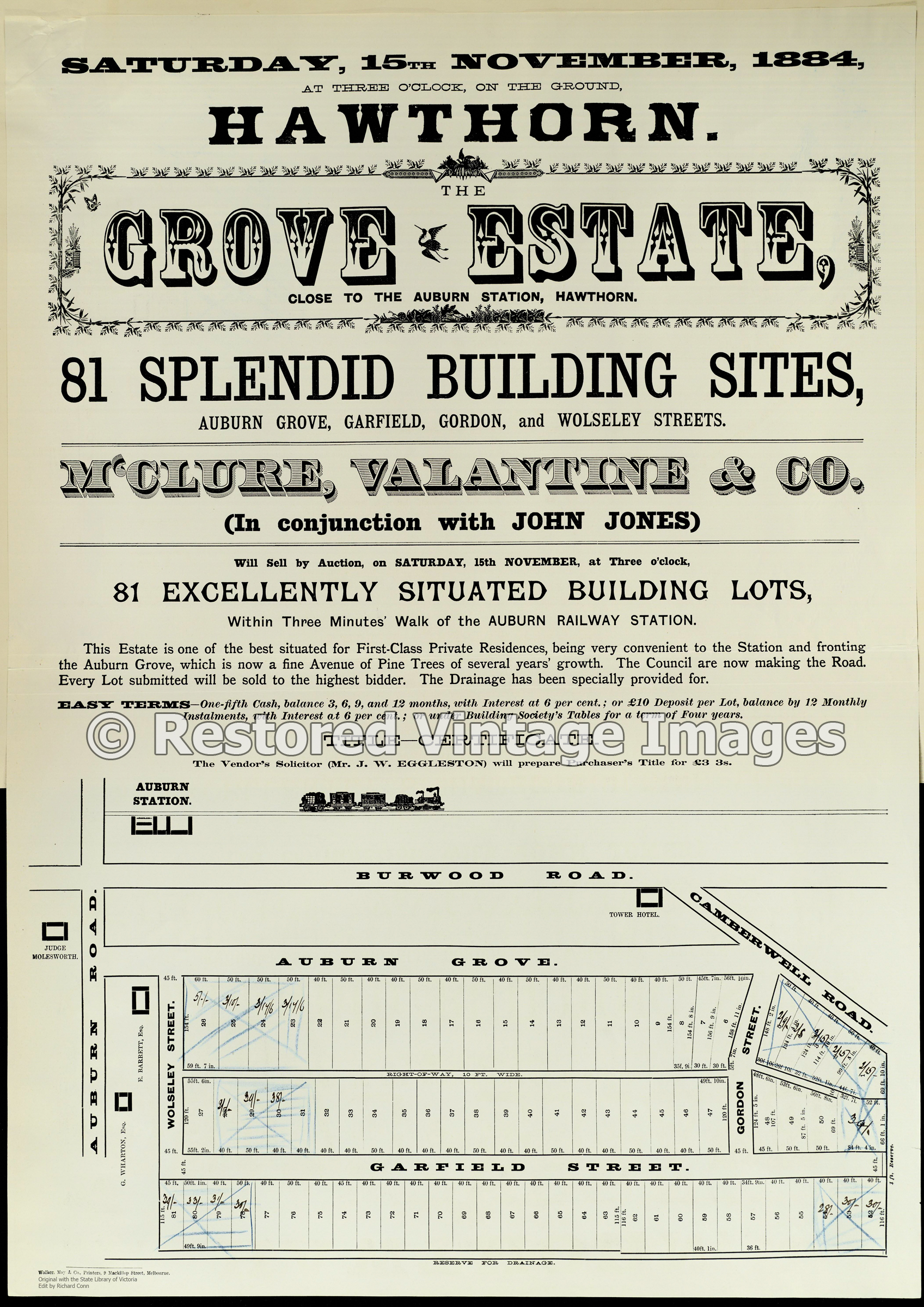 Grove Estate November 1884 – Hawthorn East