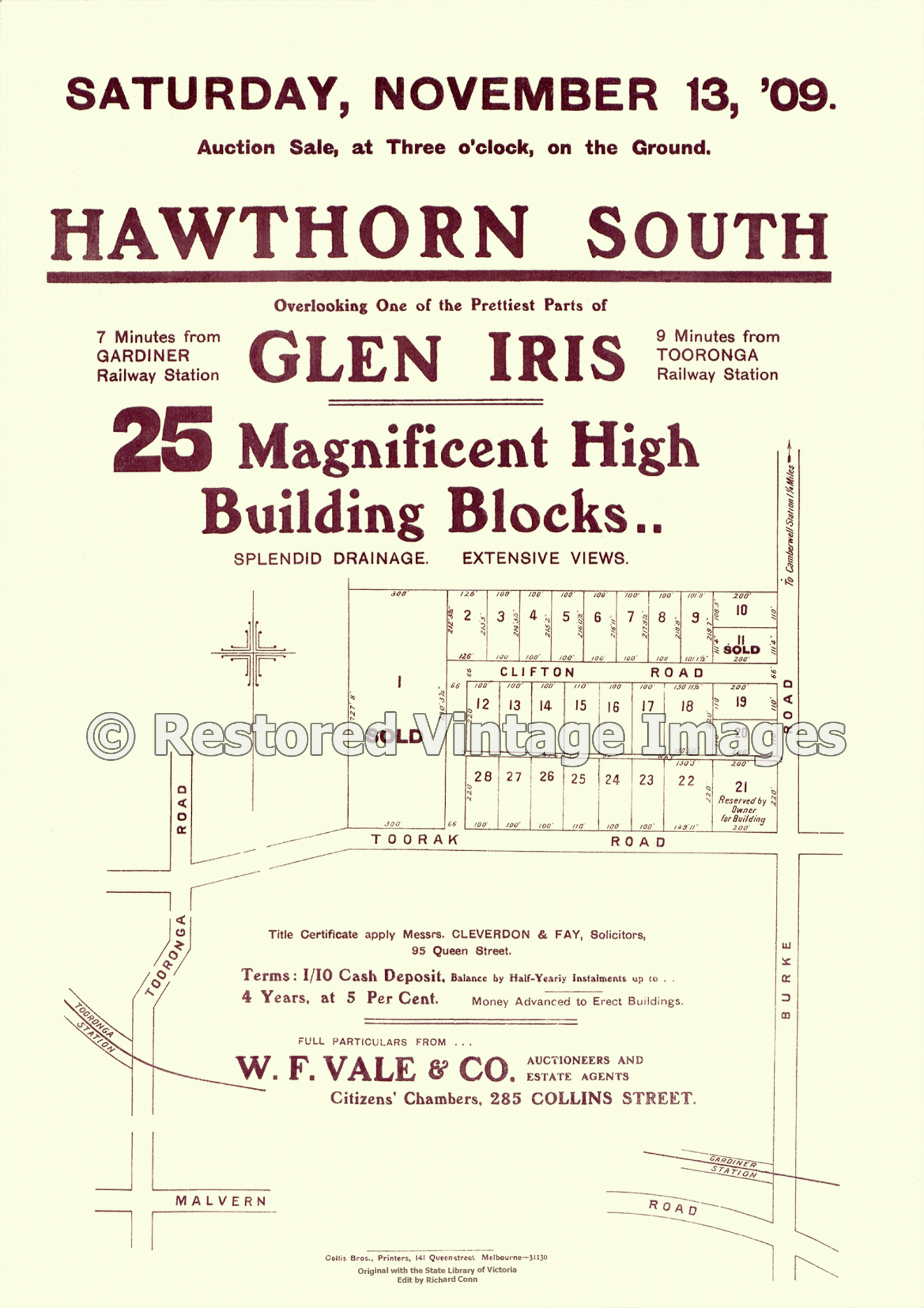 Hawthorn South November 13, 1909 – Camberwell/Hawthorn East