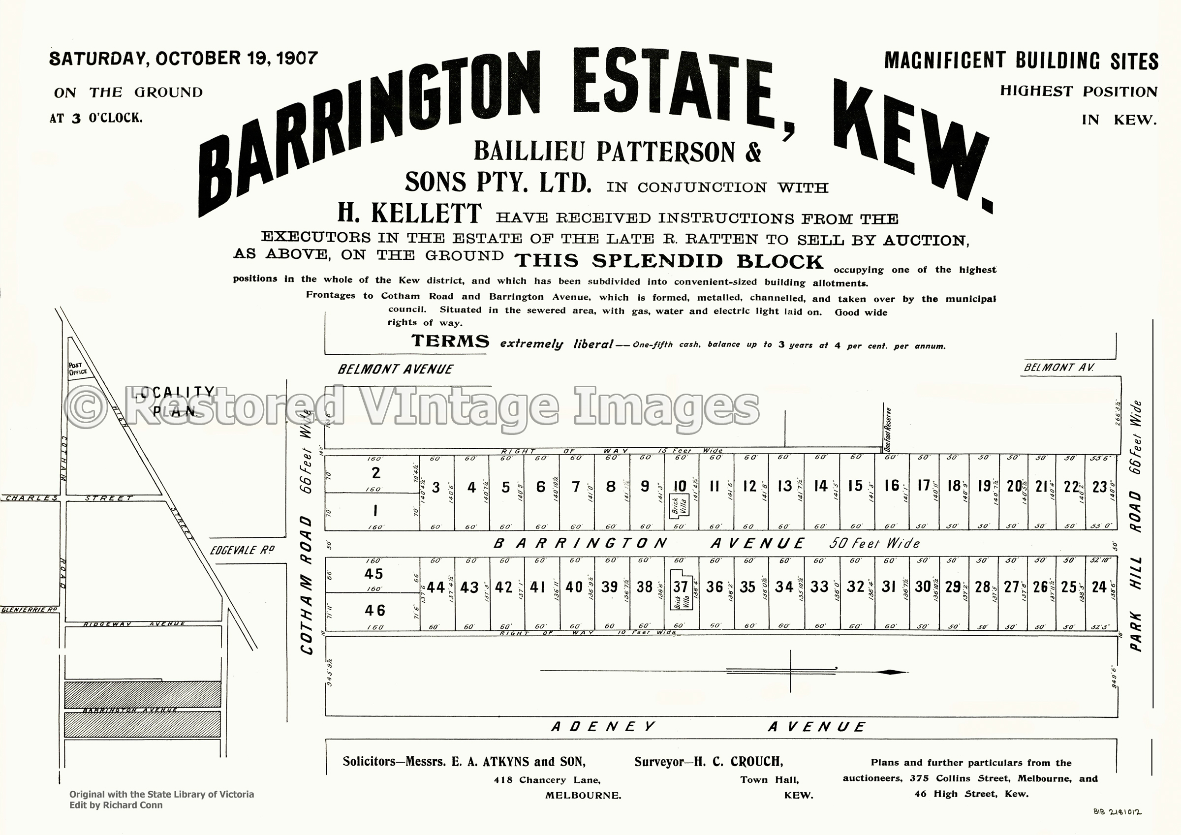Barrington Estate 1907 – Kew