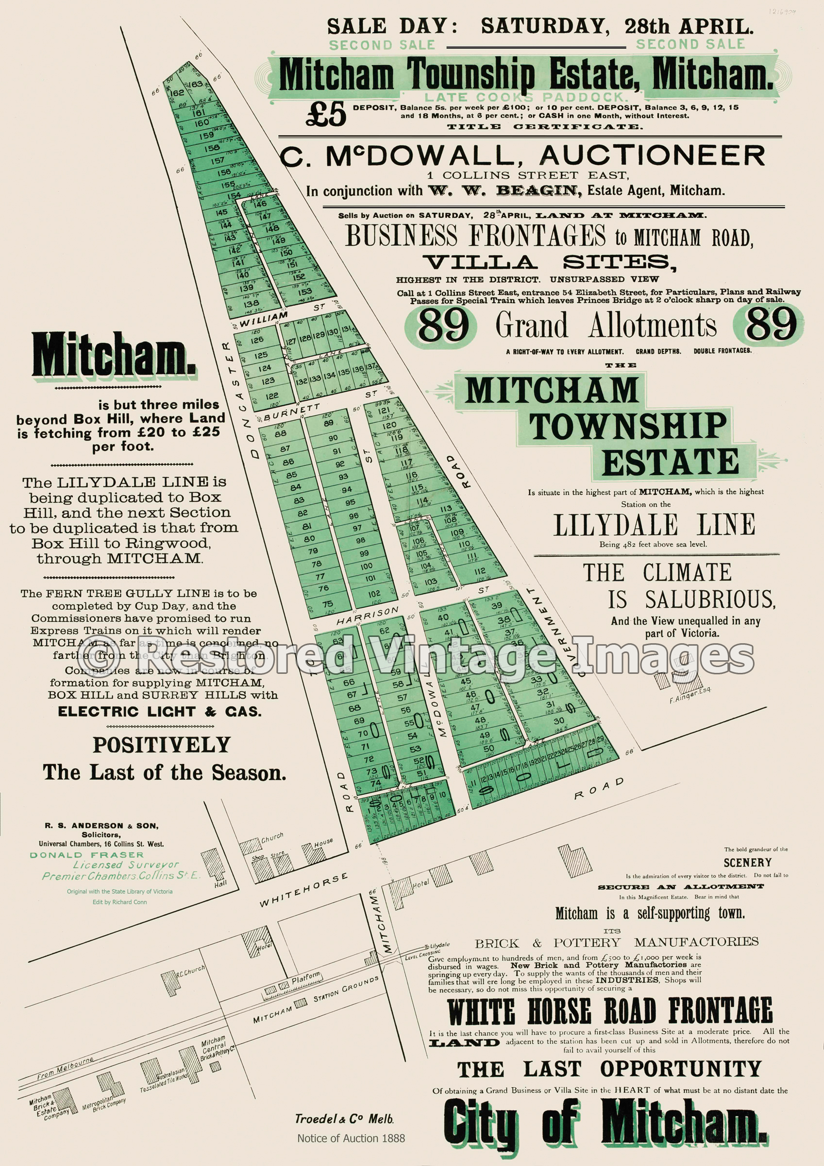 Mitcham Township Estate 1888 – Mitcham