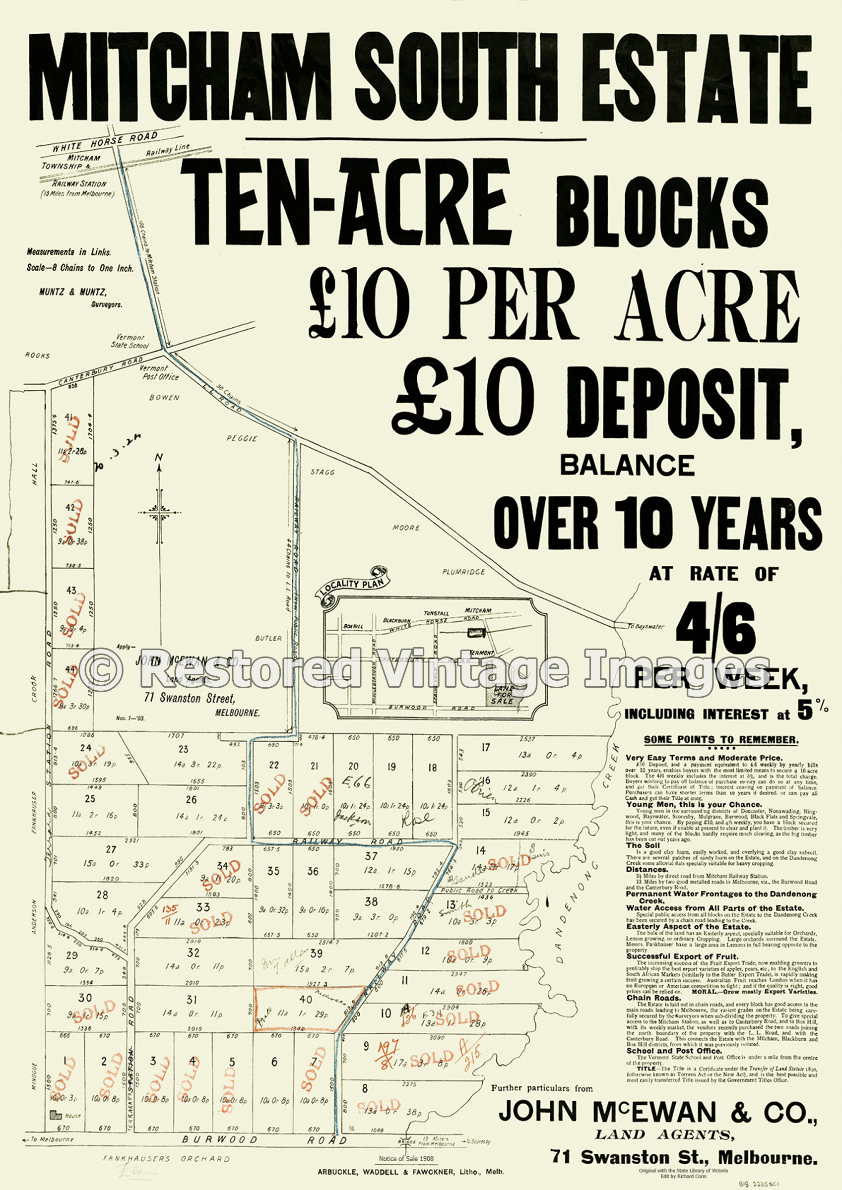 Mitcham South Estate Ten-Acre Blocks 1908