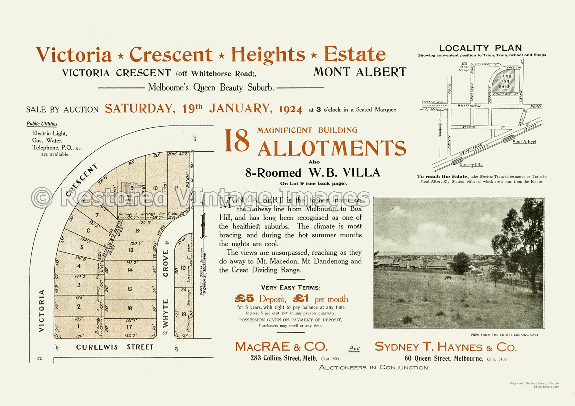 Victoria Crescent Heights Estate 1924 – Mont Albert