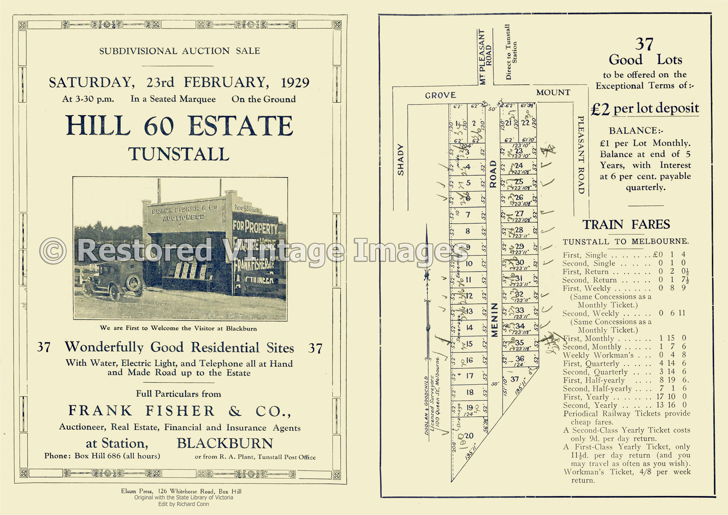 Hill 60 Estate Tunstall 1929 – Nunawading/Forest Hill