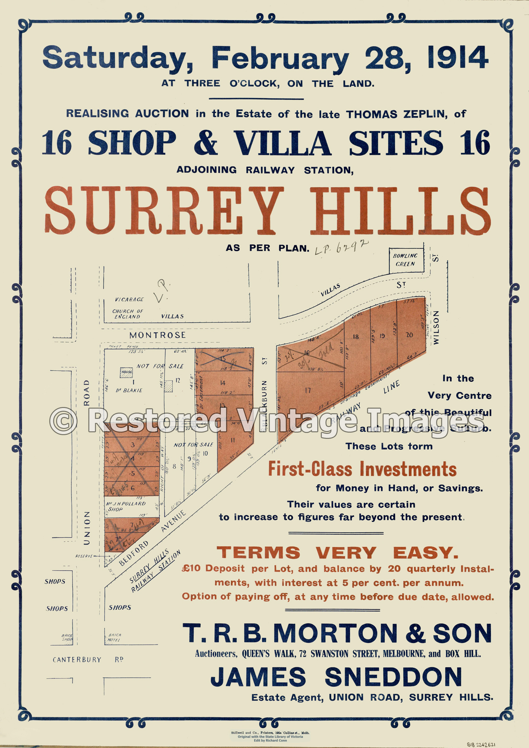 Surrey Hills Auction 1914   – 16 Shop And Villa Sites