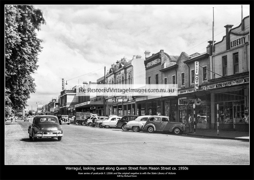 Warragul, looking west along Queen Street from near Mason ca. 1950s ...