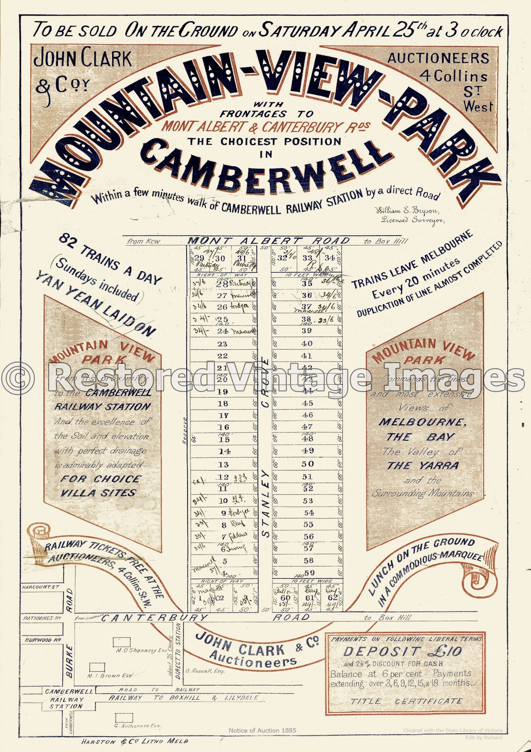Mountain View Park 25th April 1885 – Camberwell/Canterbury