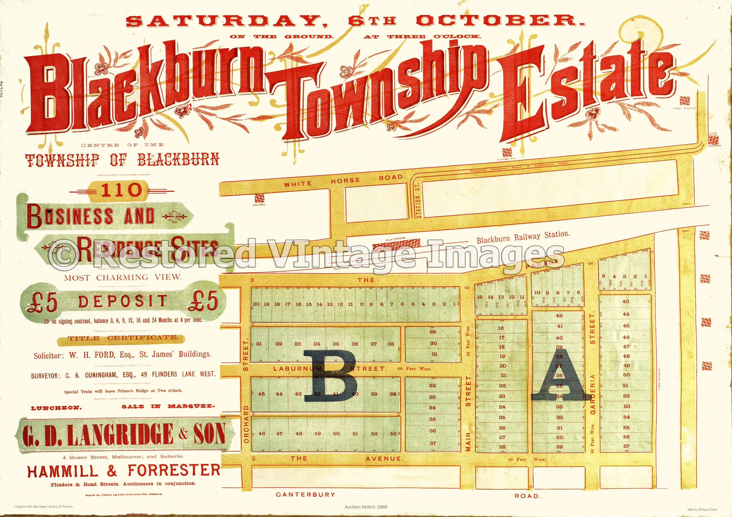 Blackburn Township Estate 6th October 1888 – Blackburn
